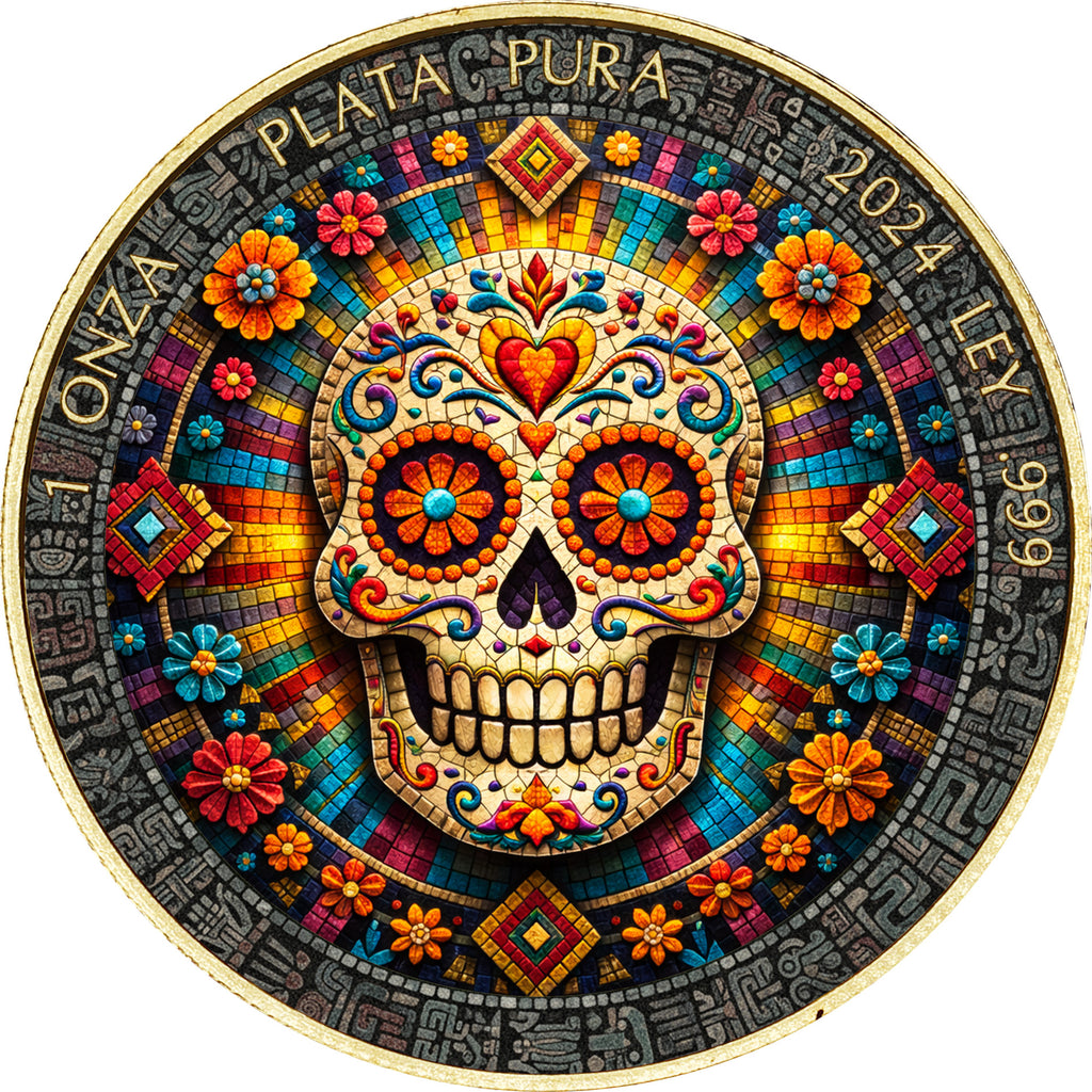 2024 Mexico Libertad 1oz Silver | Mosaic Sugar Skull Edition