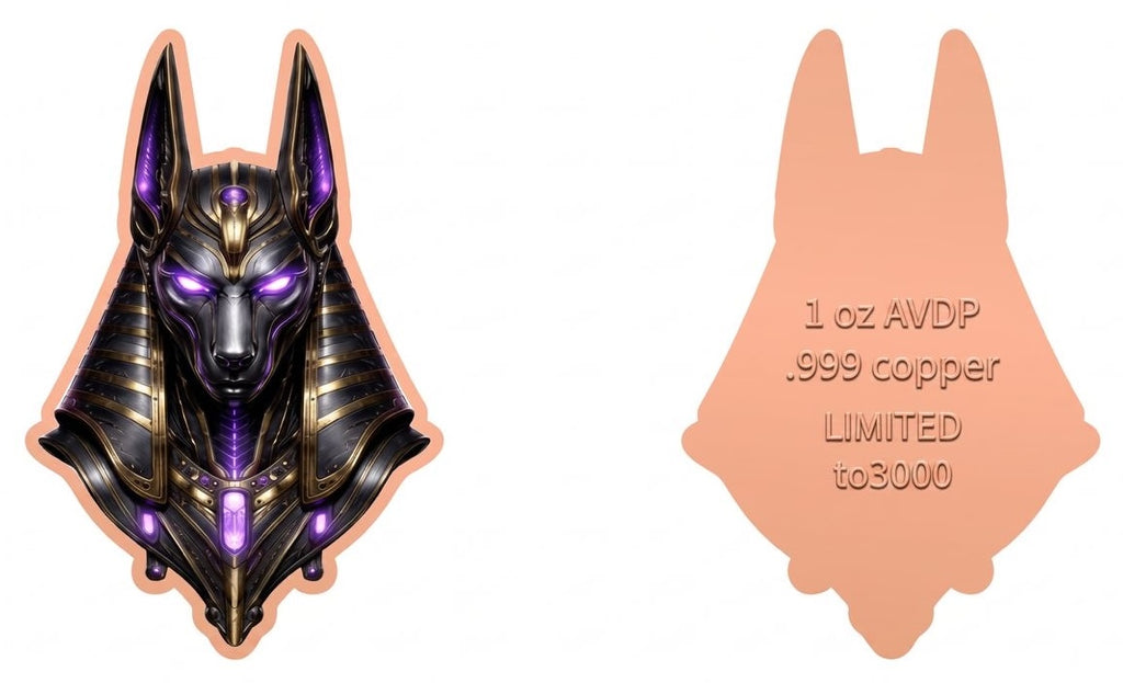 Anubis Shaped Colorized 1 oz Copper Medal