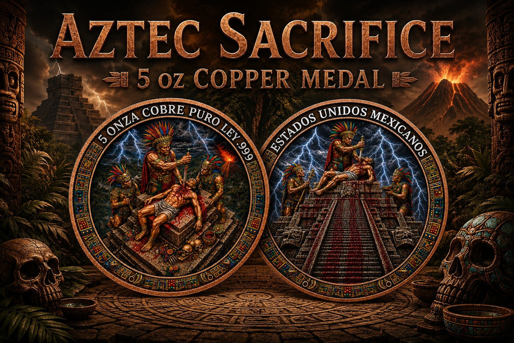 Aztec Sacrifice 5 oz Copper Medal