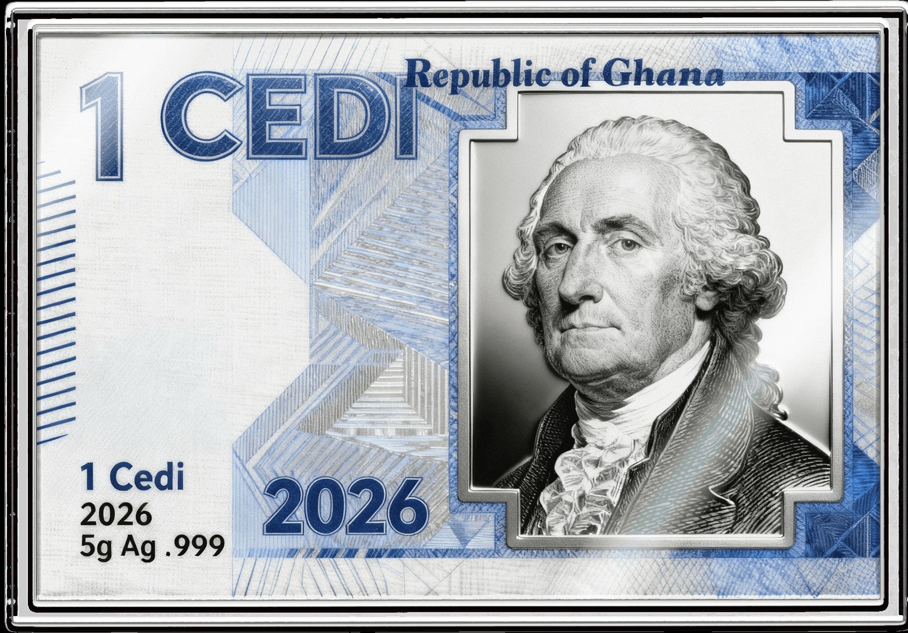 2026 Ghana "Washington Crossing the Delaware" 5g Silver Foil Note