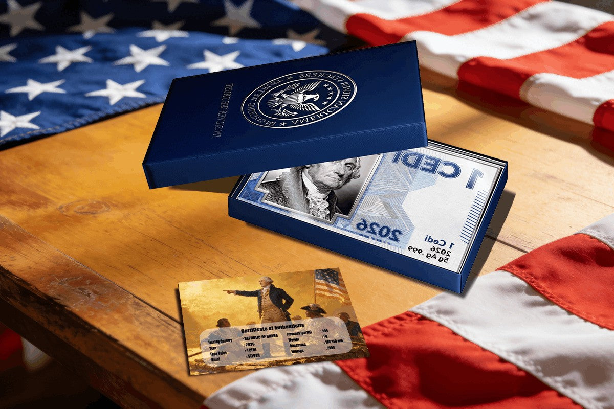 2026 Ghana "Washington Crossing the Delaware" 5g Silver Foil Note