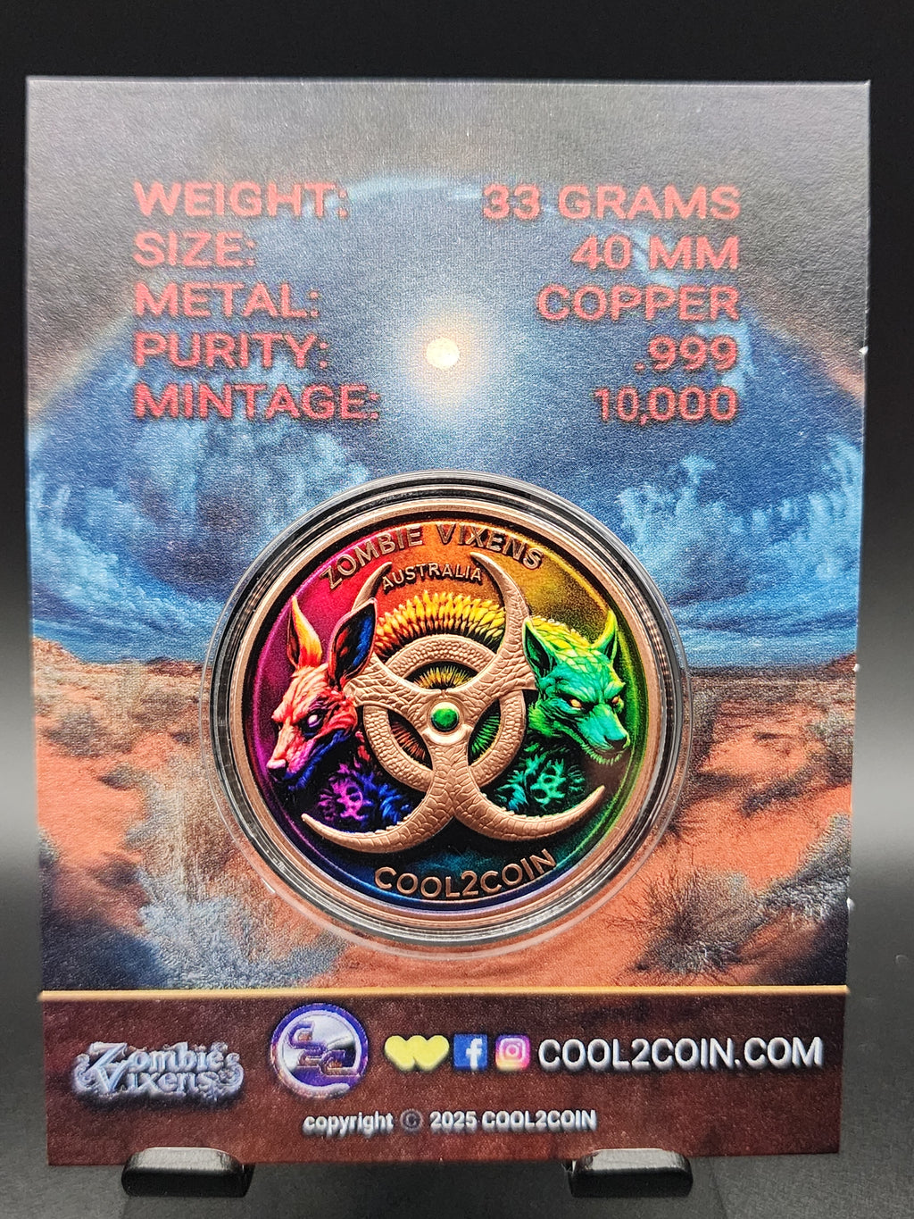 2025 Zombie Vixens Echidna Spiked Horror Carded Copper Round
