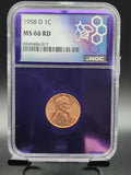 NGC MS66 RD 1958-D Wheat Penny 1C TraderBea Purple Core