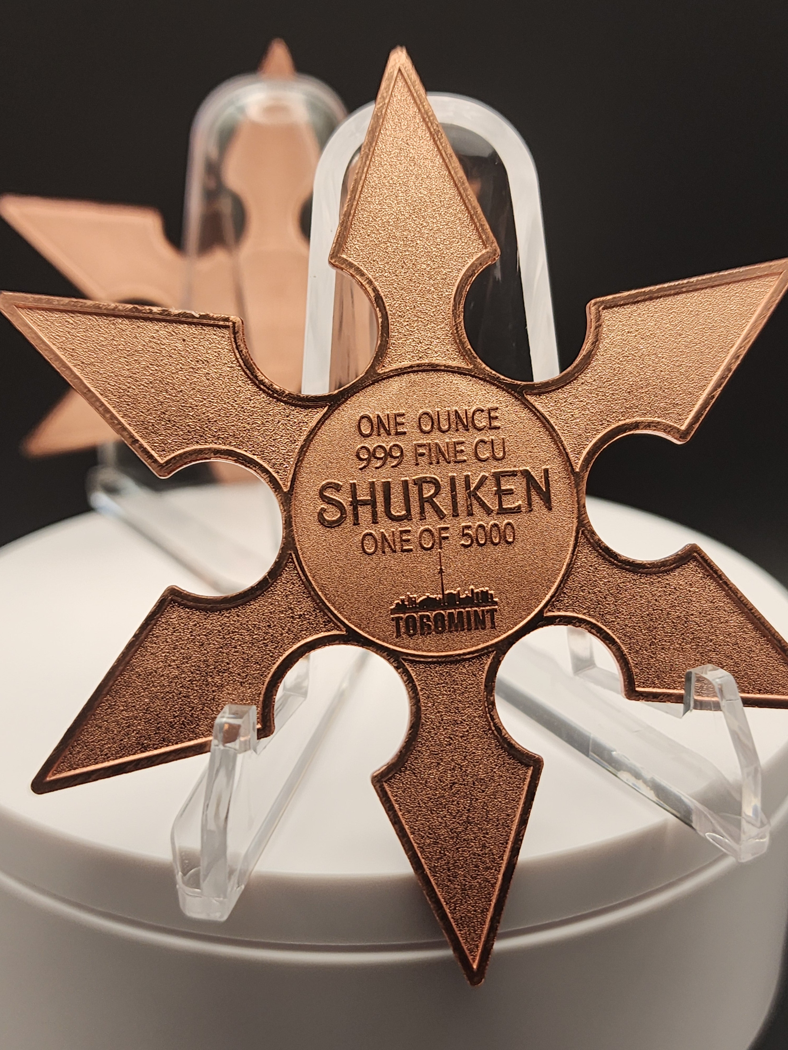 Japanese Shuriken Ninja Star 1 oz Copper Medal ToroMint 5k Mintage!