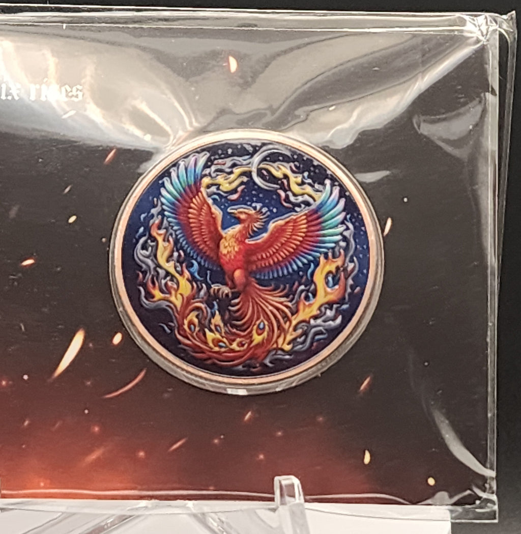 Phoenix Rising 1 oz Copper Round Carded & Serialized