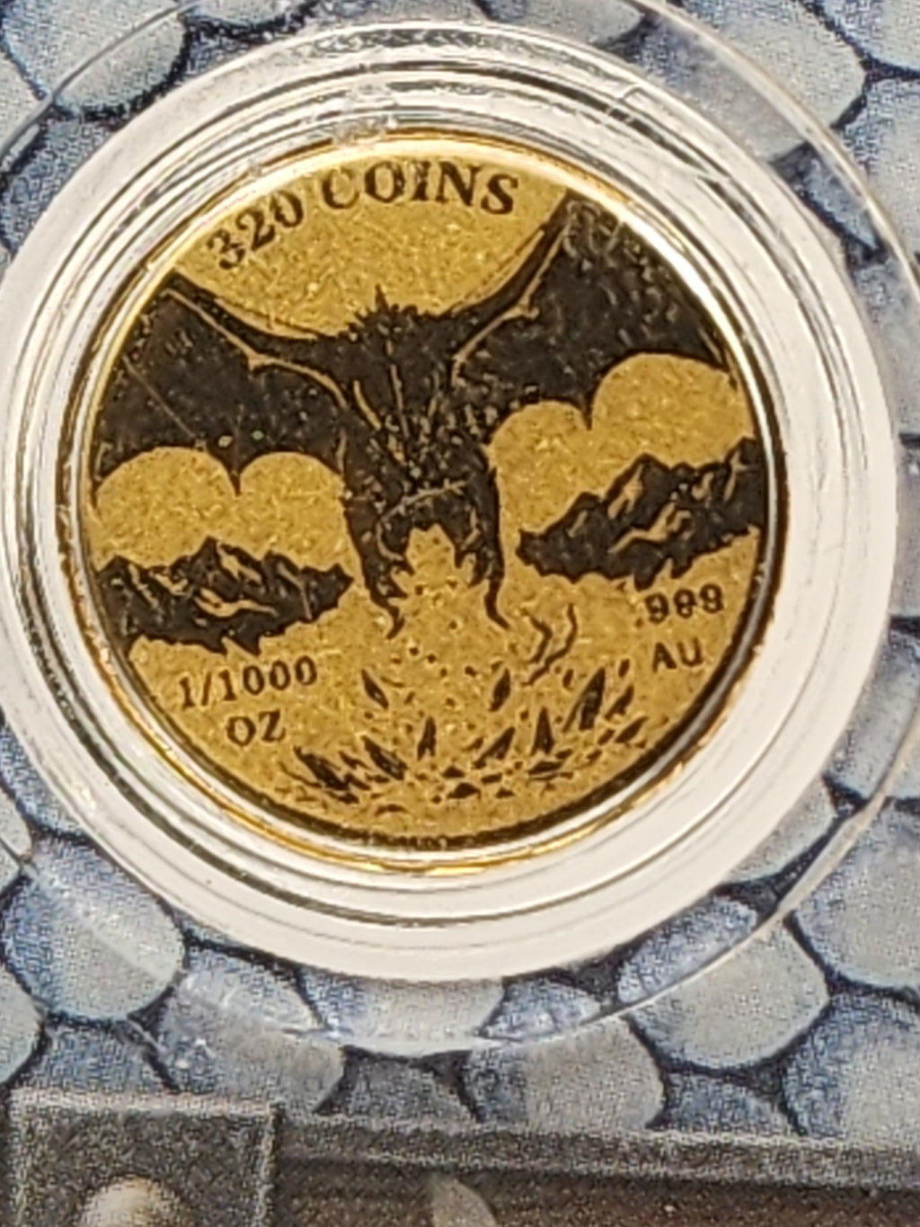 320Coins Frost Dragon 1/1000 oz .999 Gold Round Carded
