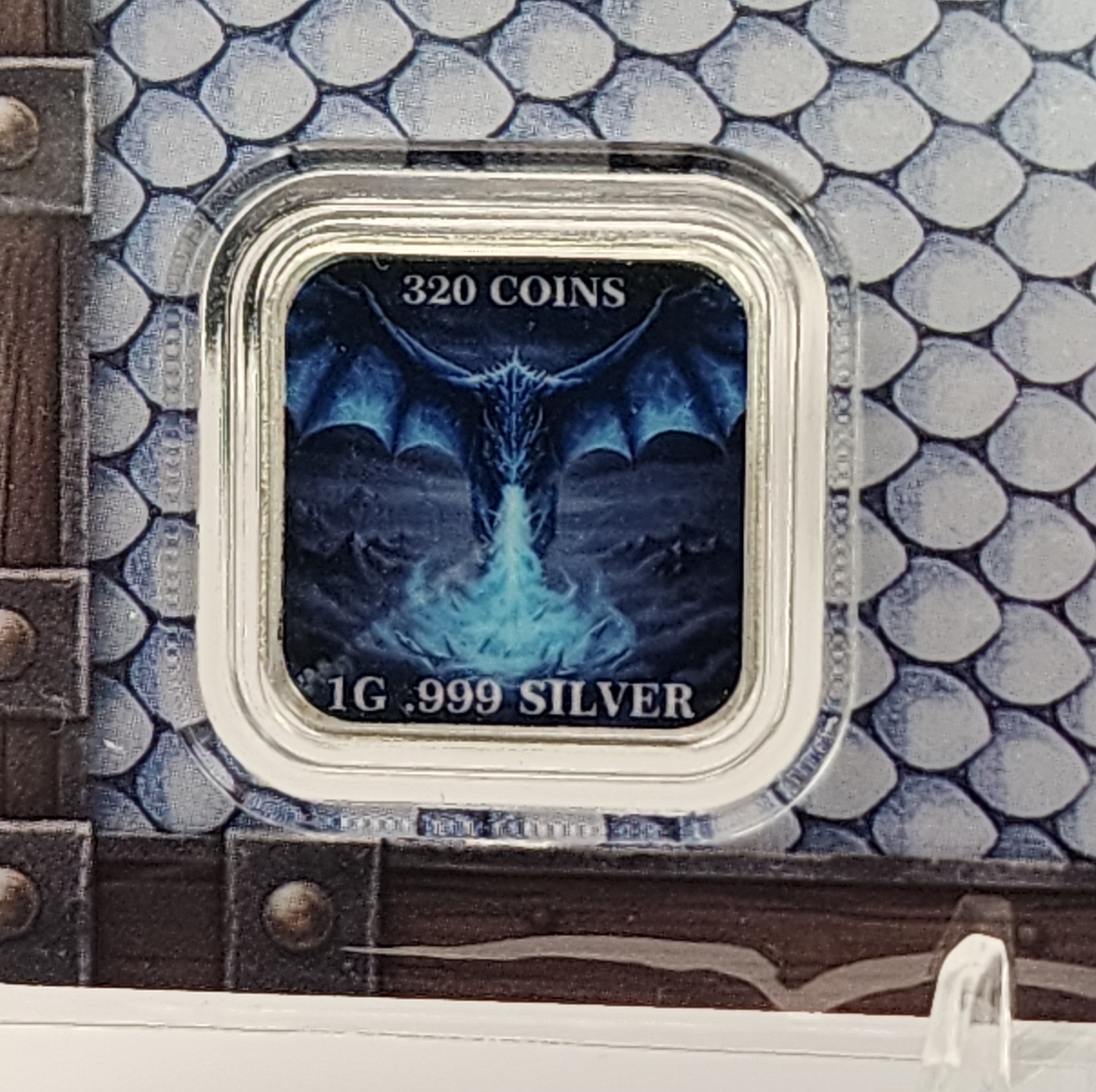 320Coins Ice Dragon 1 Gram Silver Bar Carded