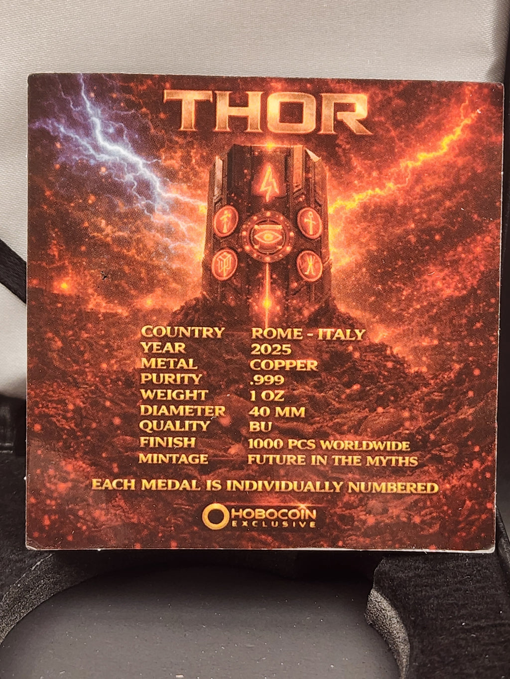 2025 Future In The Myths - THOR  1oz Copper Hi-Relief Round UV Reactive