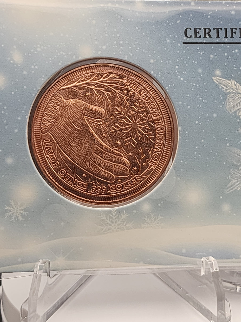 Let It Snow 1oz Copper Round Carded w/ COA