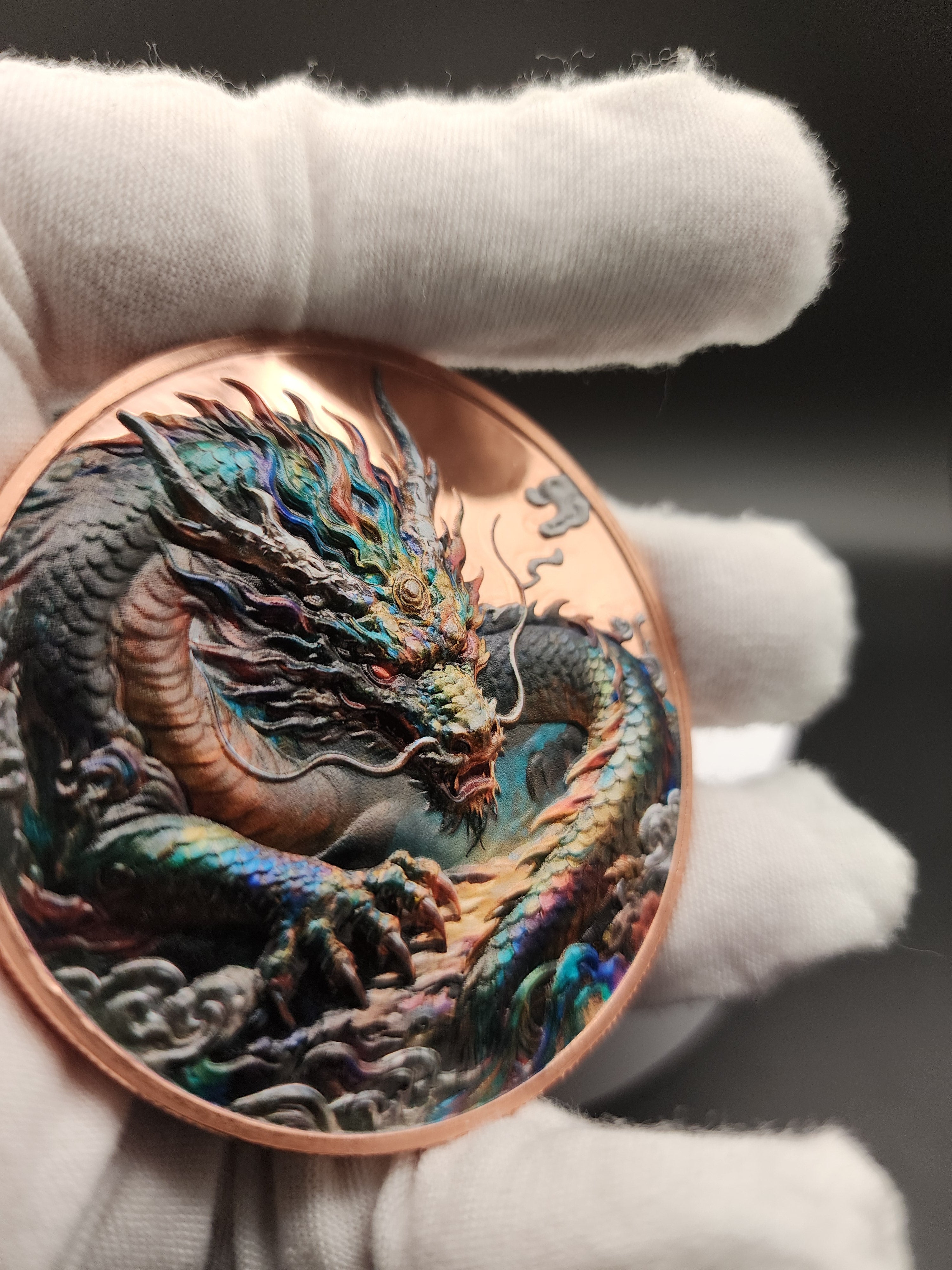 2026 Dragon Lore 5oz Copper .999 Hi Relief Colorized Medal in Capsule