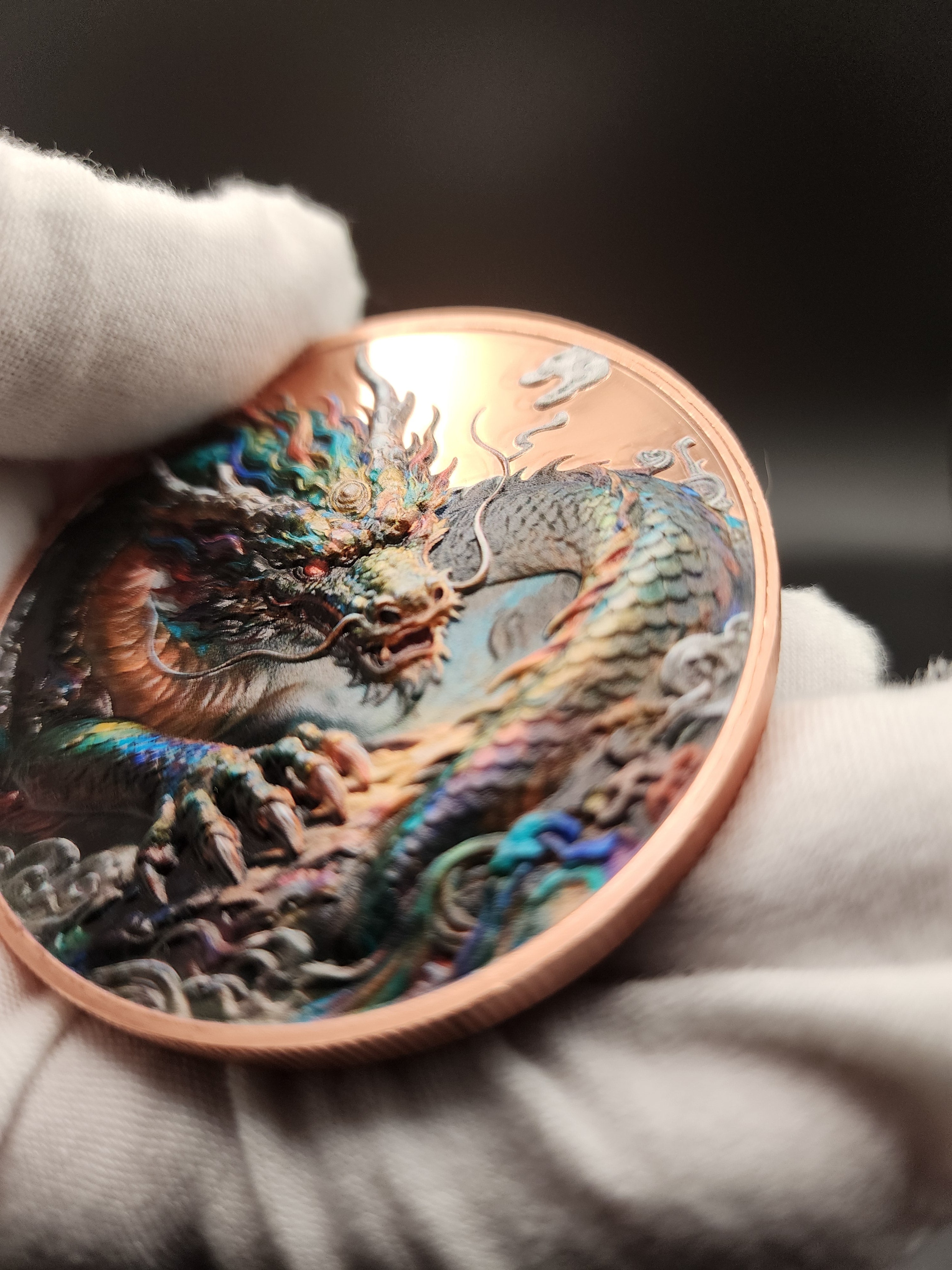 2026 Dragon Lore 5oz Copper .999 Hi Relief Colorized Medal in Capsule