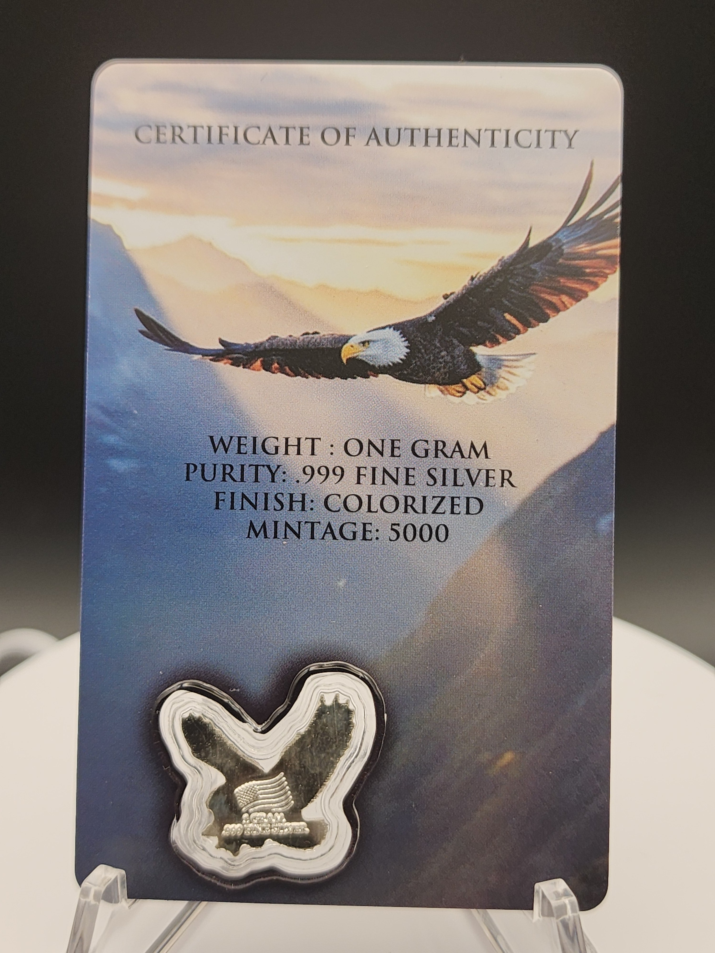 2026 Colorized American Eagle 1g .999 Fine Silver in Assay Card