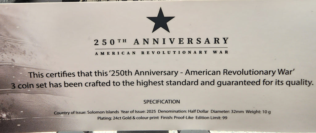 American Revolution 250th Anniversary 2025 24K 2-Coin Set 99 Mintage