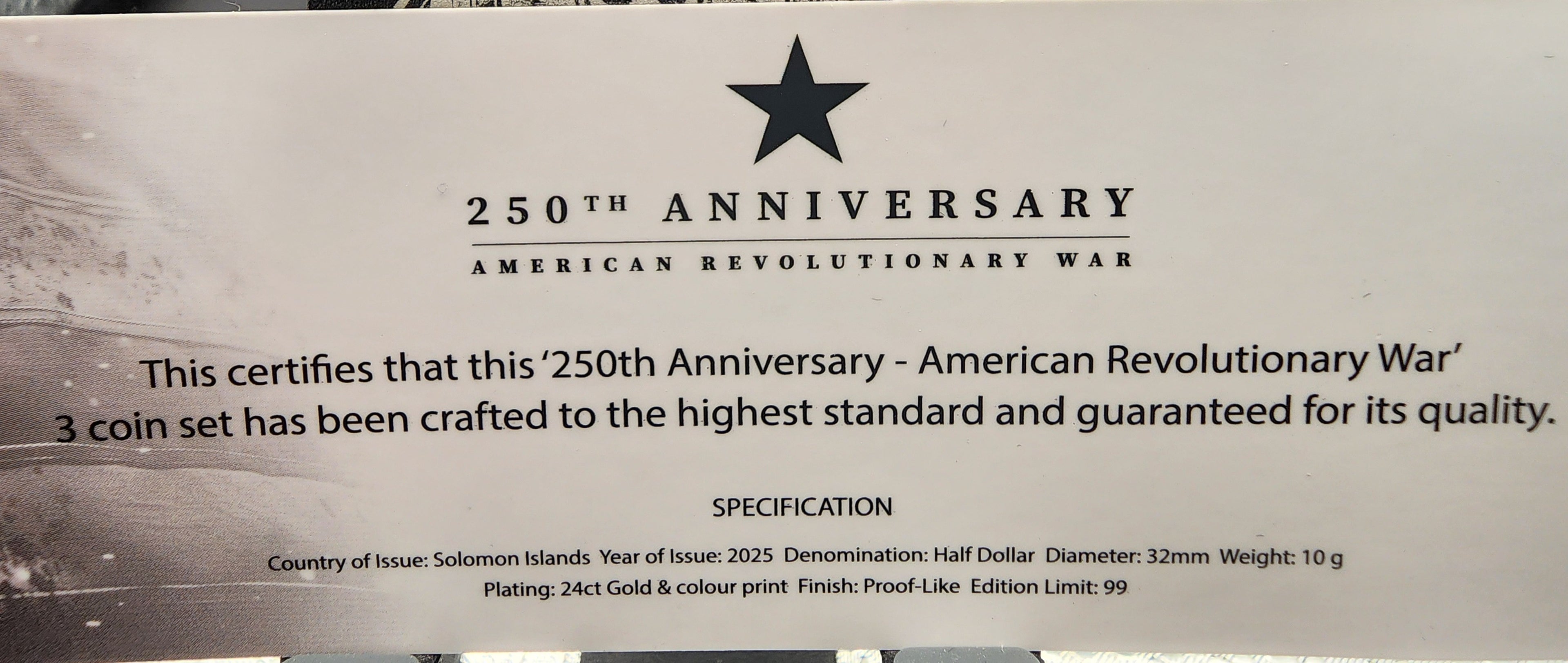 American Revolution 250th Anniversary 2025 24K 2-Coin Set 99 Mintage
