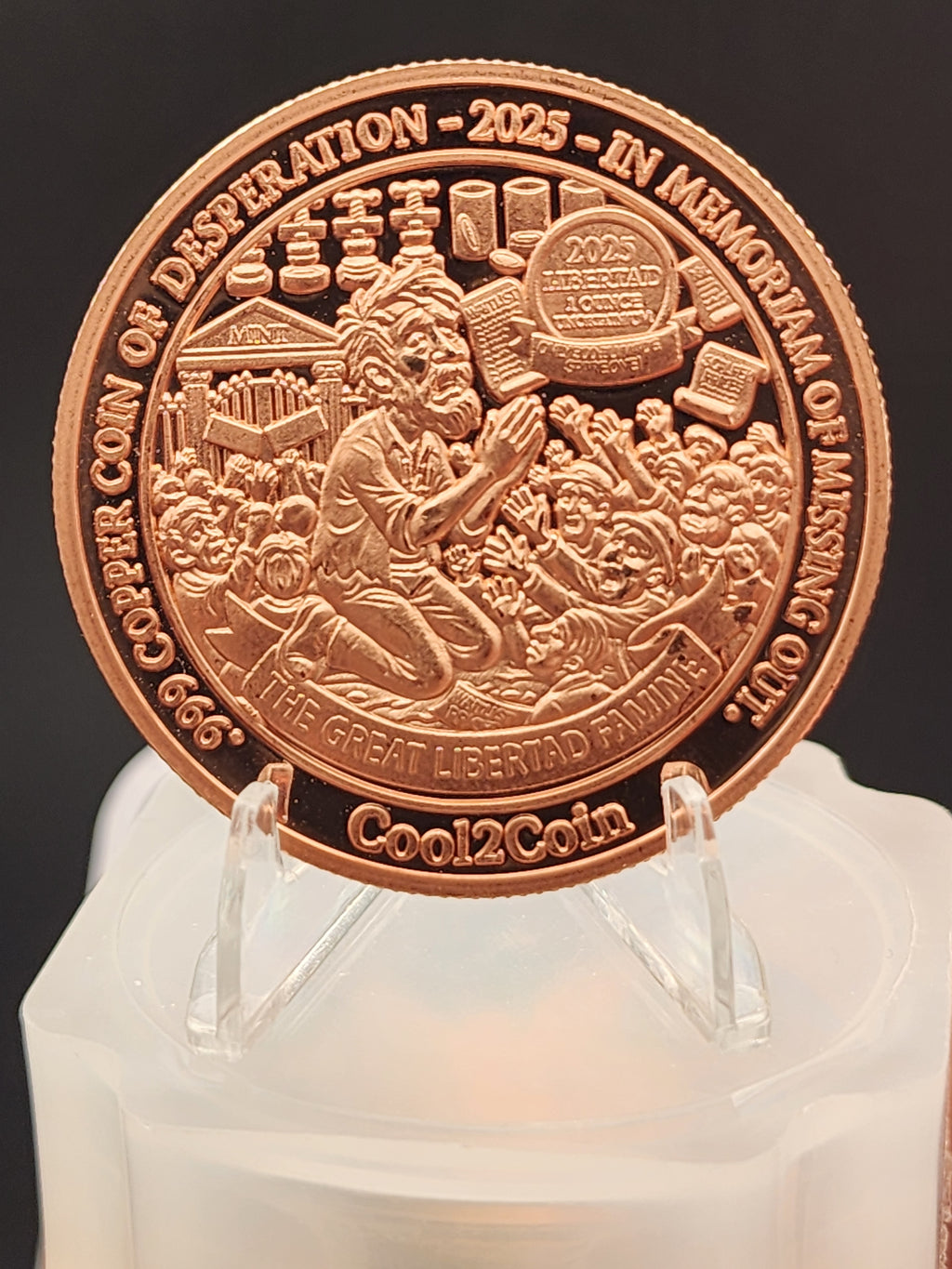 2025 Libertad Famine Colorized 1 Oz Copper Round .999 (Tube Of 20)