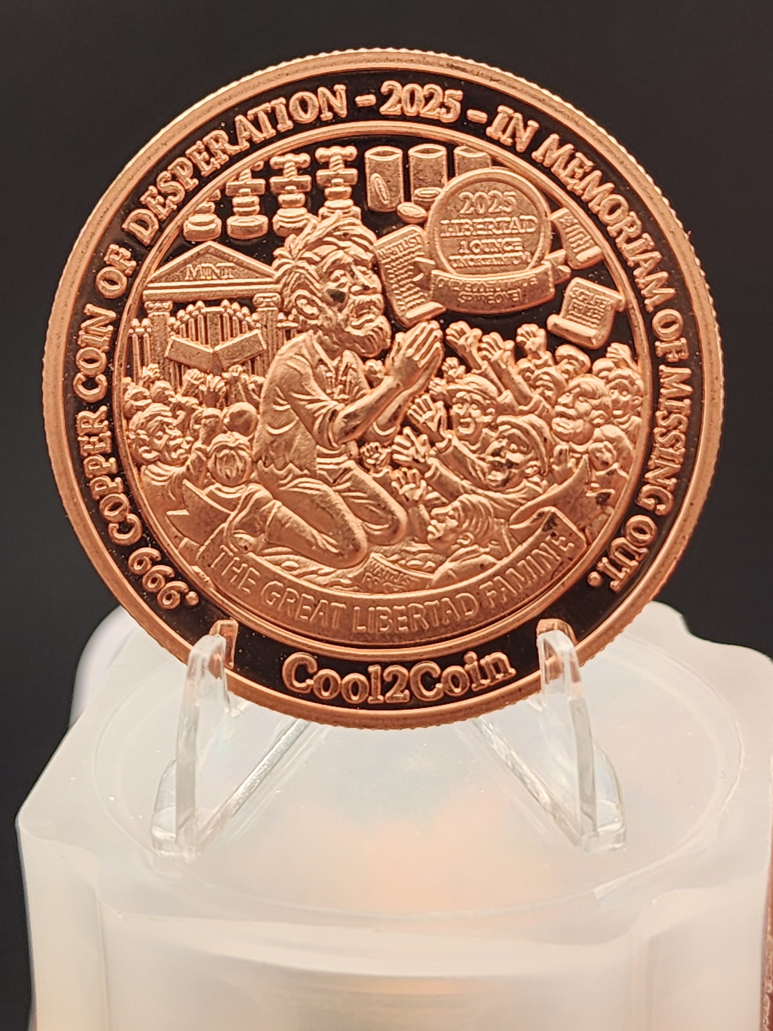 2025 Libertad Famine Colorized 1 Oz Copper Round .999 (Tube Of 20)
