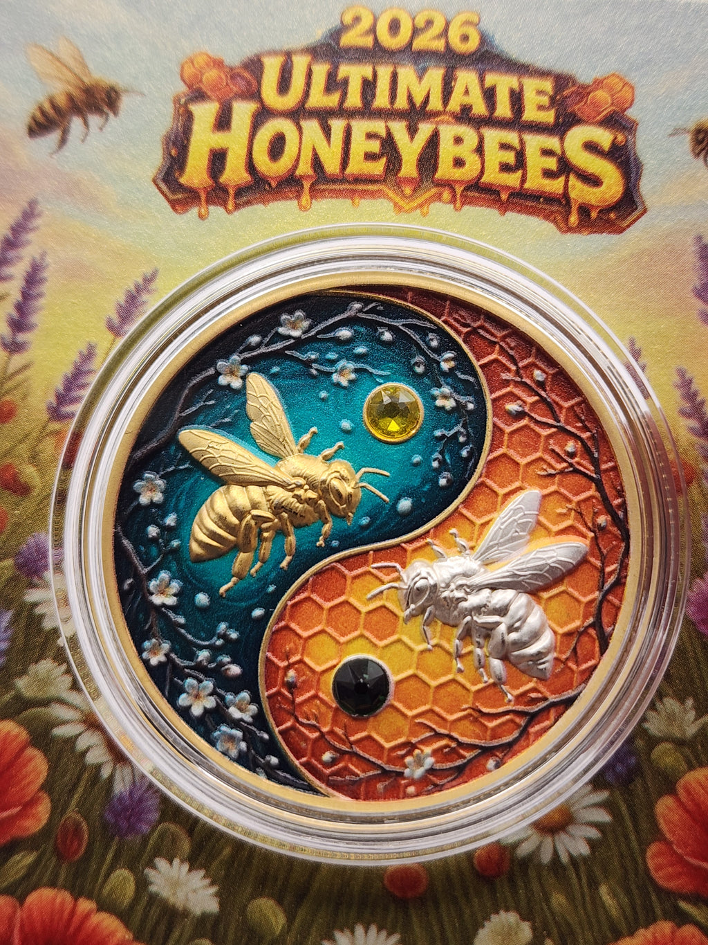 2026 Ultimate Honeybees 1oz Copper Round with Crystal Inserts