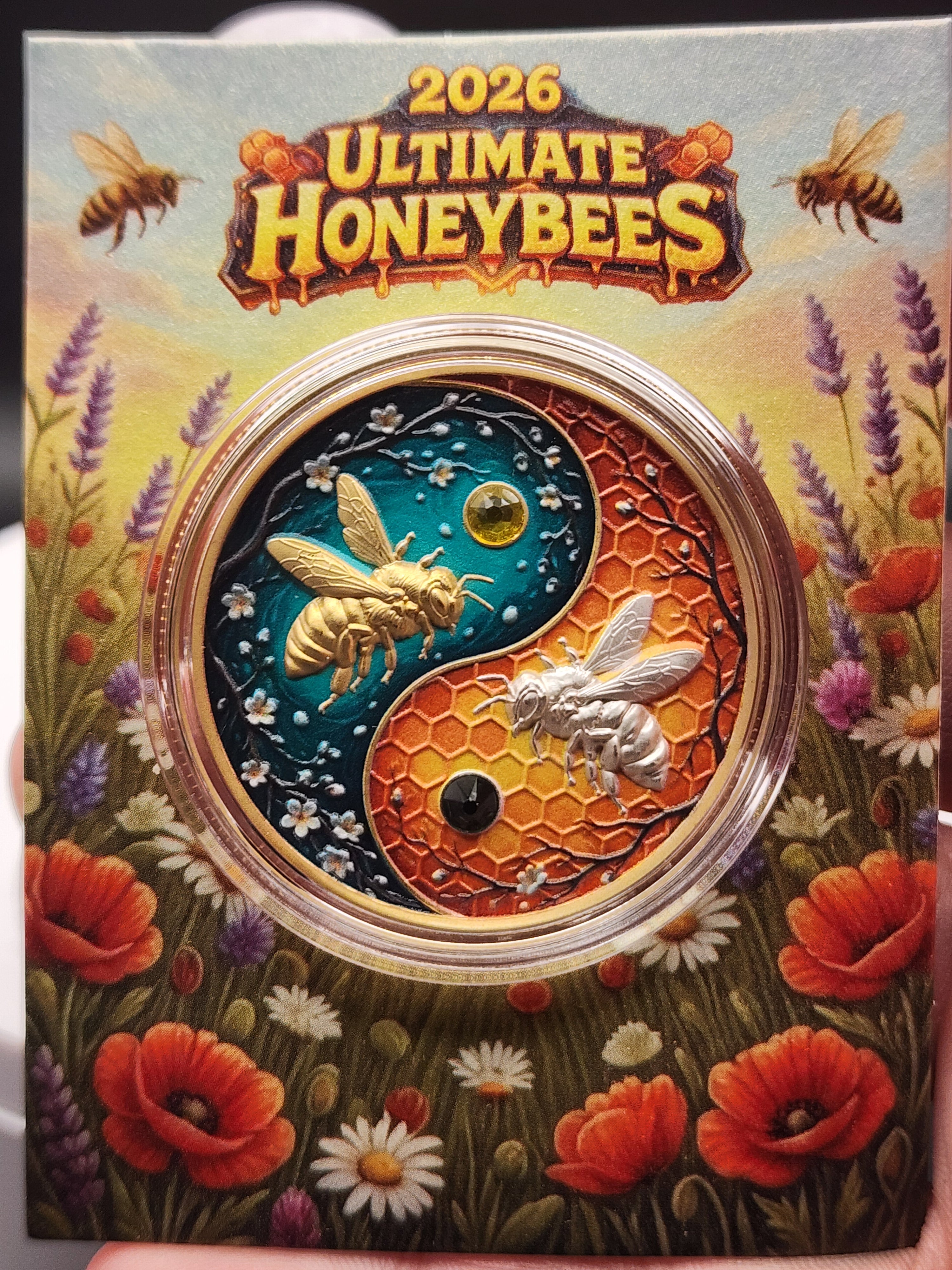 2026 Ultimate Honeybees 1oz Copper Round with Crystal Inserts