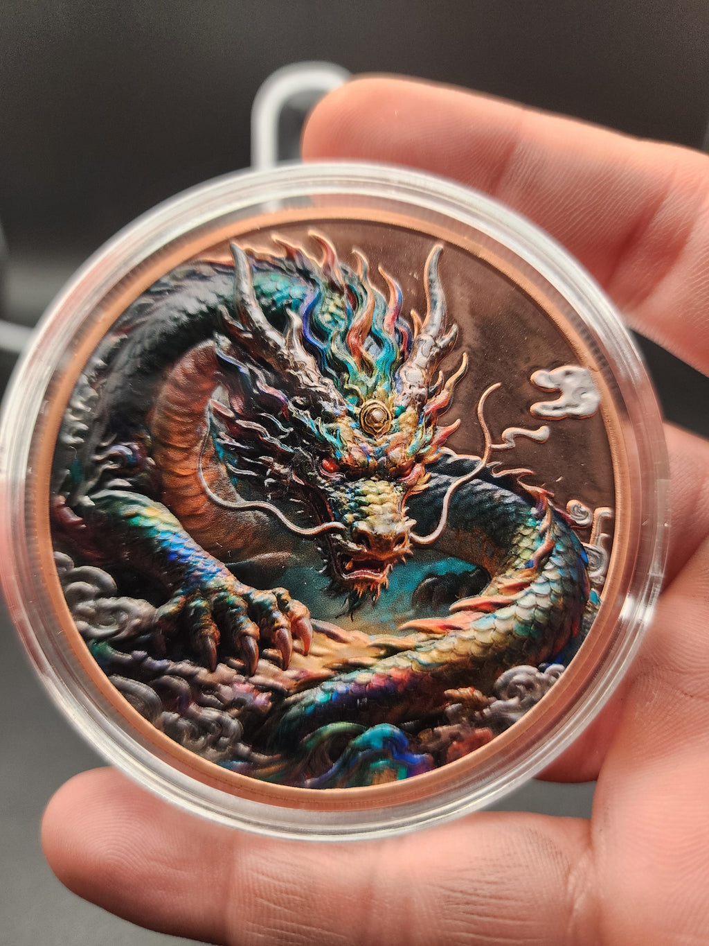2026 Dragon Lore 5oz Copper .999 Hi Relief Colorized Medal in Capsule