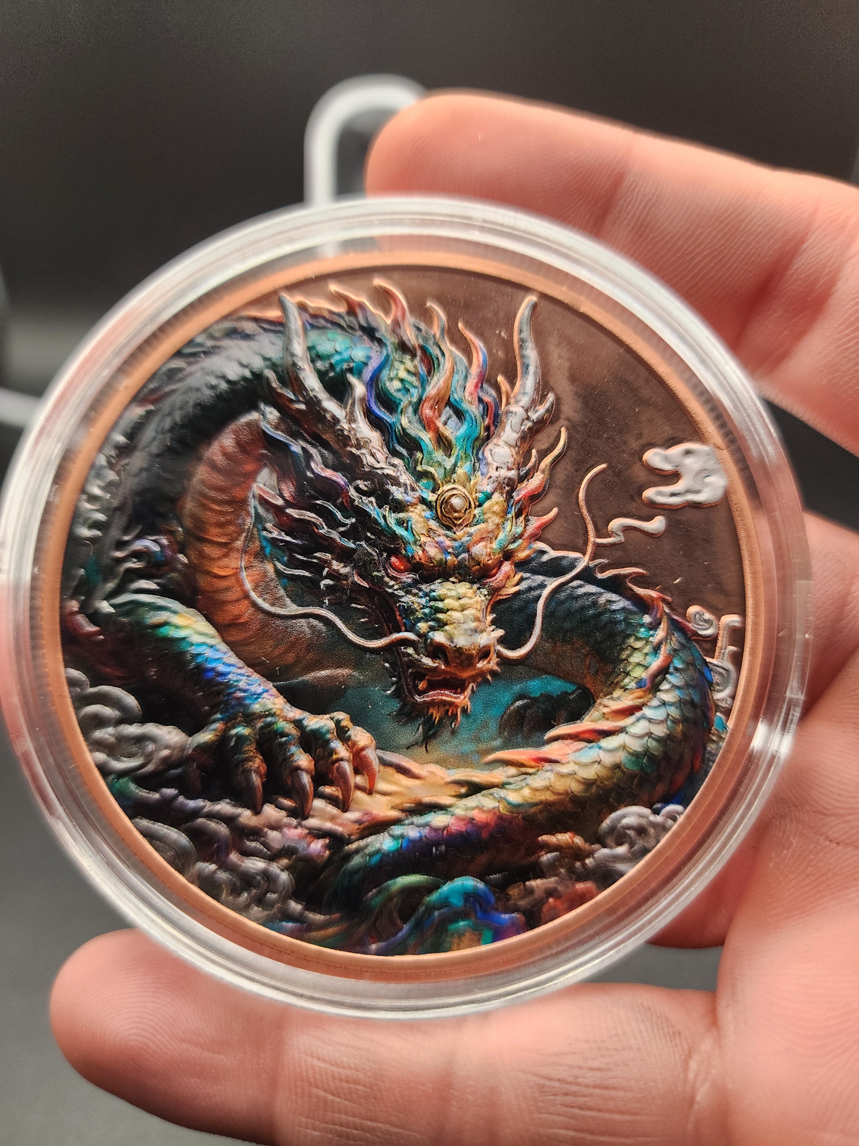 2026 Dragon Lore 5oz Copper .999 Hi Relief Colorized Medal in Capsule
