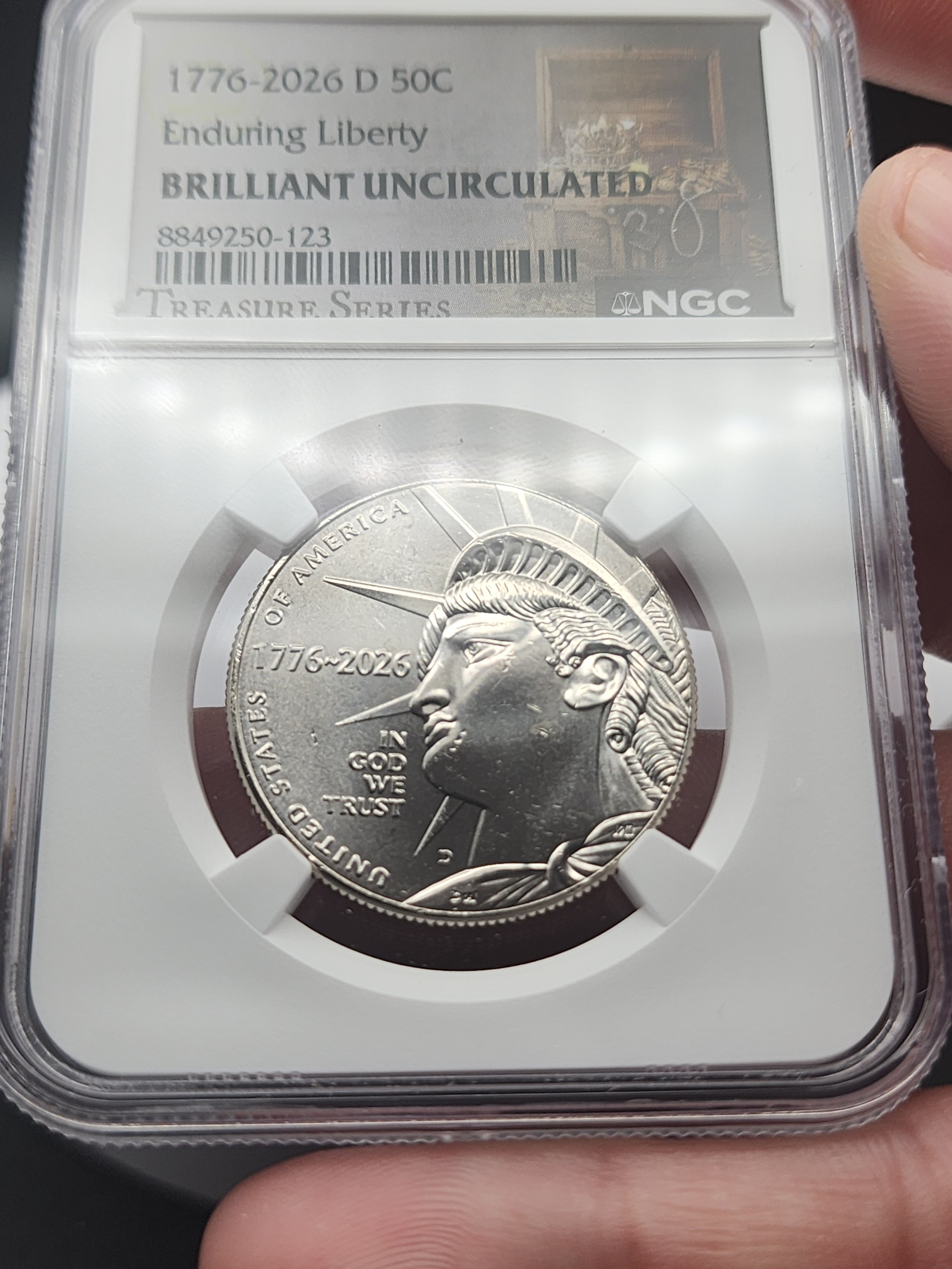 NGC BRIL UNC 2026-D U.S. Enduring Liberty Half Dollar Coin Treasure Series