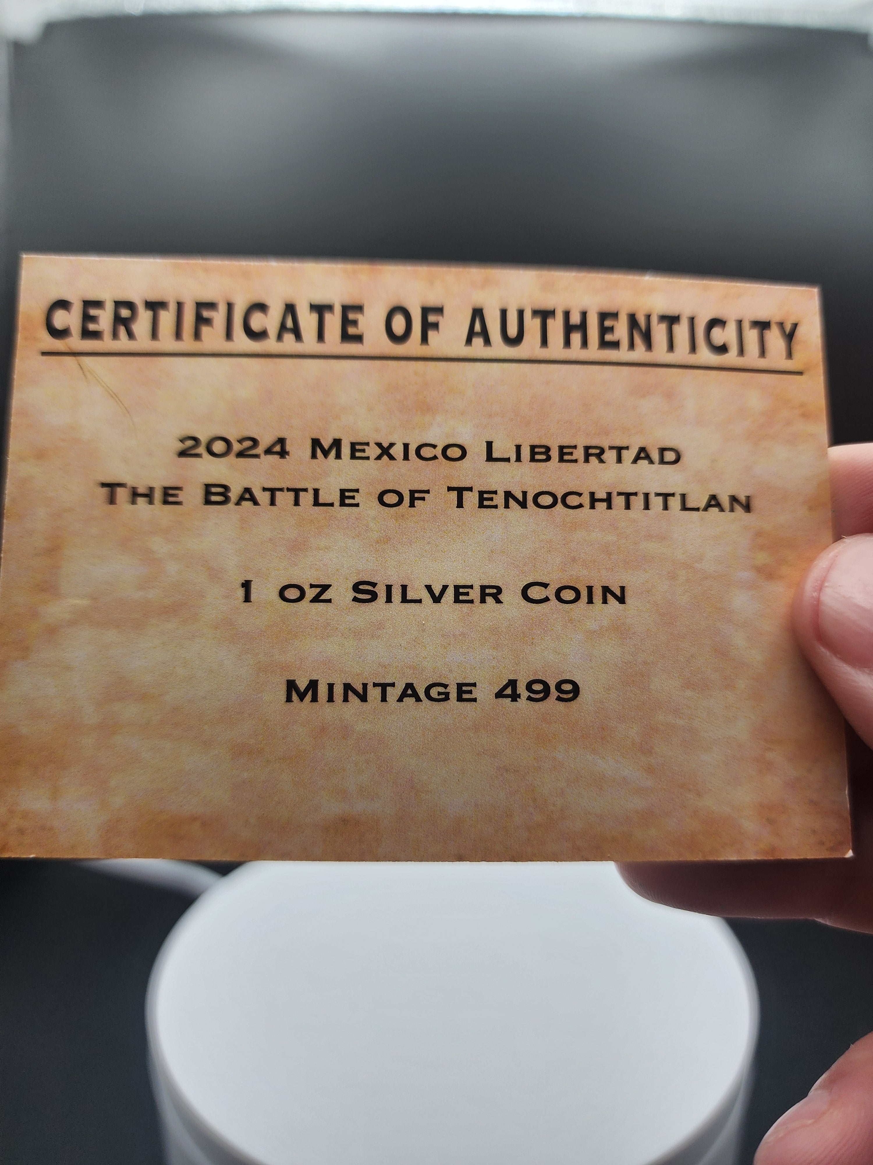 2024 Mexico 1oz Silver Libertad Battle Tenochtitlan Mintage 499 In Capsule & COA
