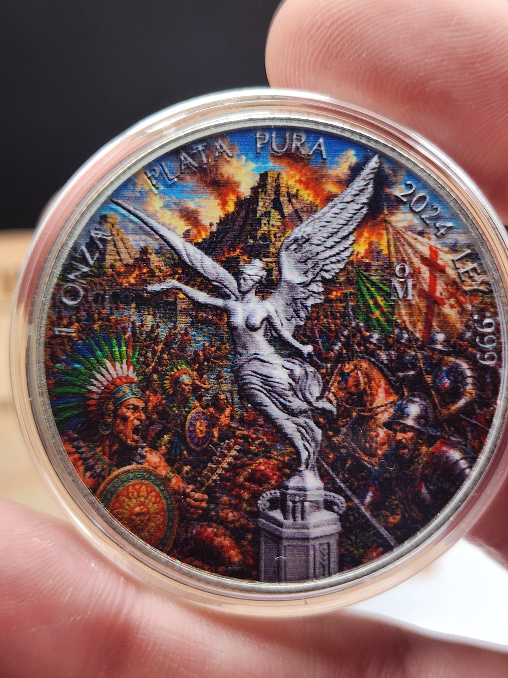2024 Mexico 1oz Silver Libertad Battle Tenochtitlan Mintage 499 In Capsule & COA