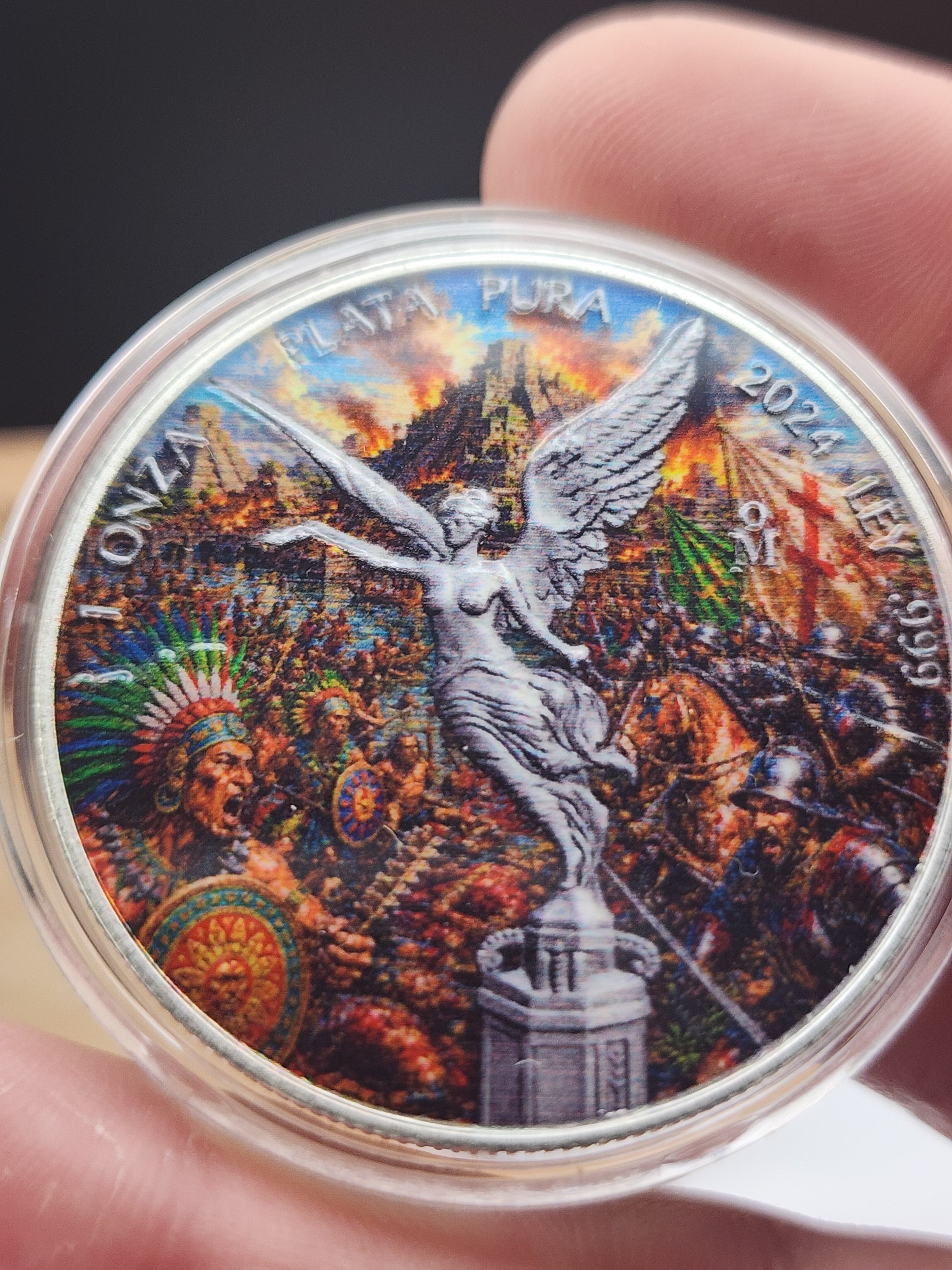 2024 Mexico 1oz Silver Libertad Battle Tenochtitlan Mintage 499 In Capsule & COA