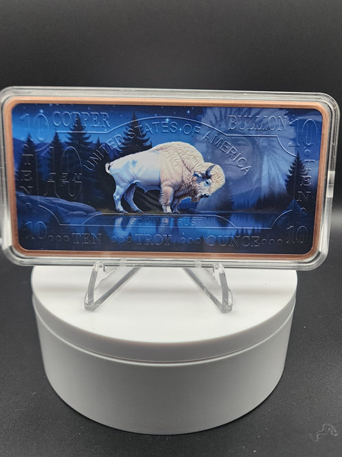 10oz .999 ADVP Copper Bullion Bar The Great White Buffalo Bar
