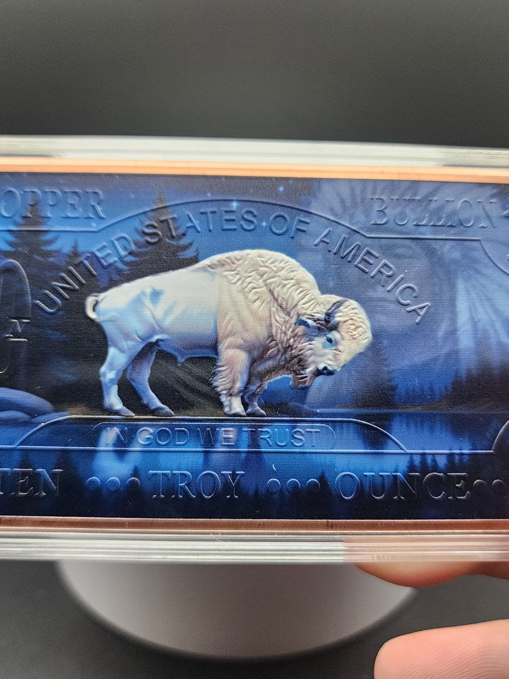 10oz .999 ADVP Copper Bullion Bar The Great White Buffalo Bar