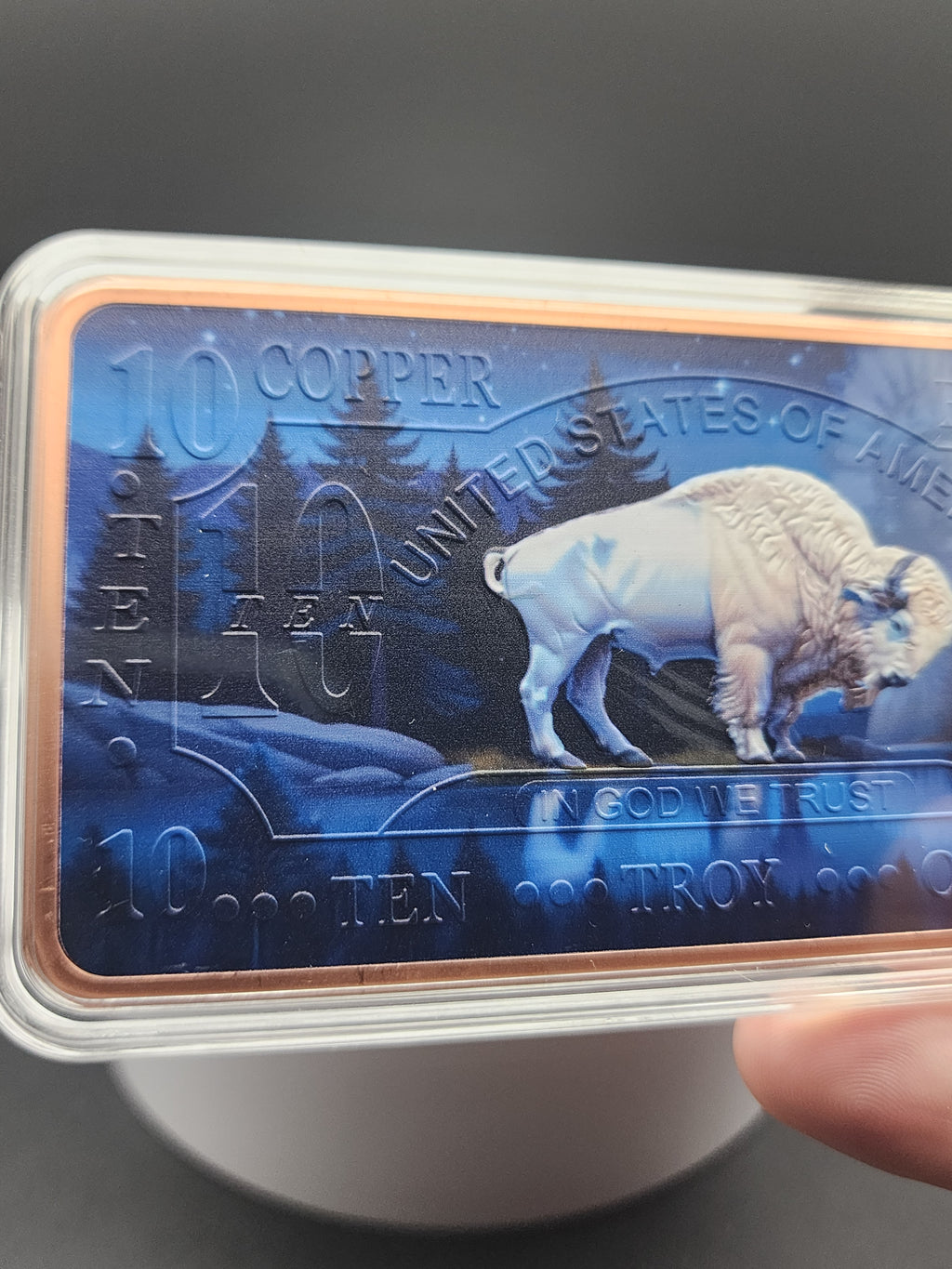 10oz .999 ADVP Copper Bullion Bar The Great White Buffalo Bar