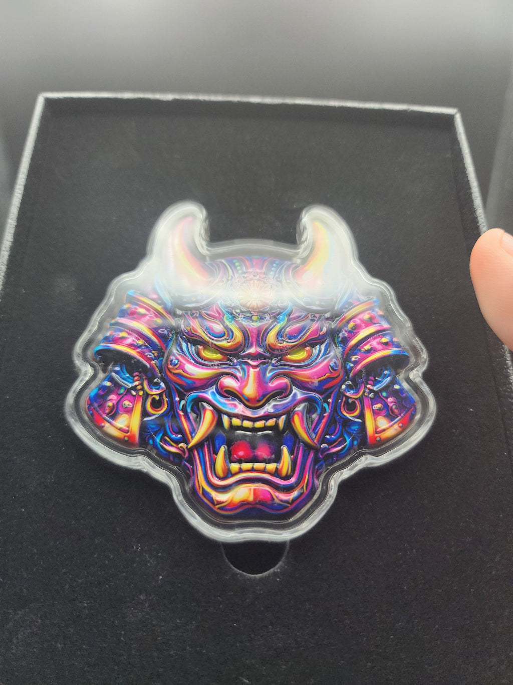 5oz .999 Copper Colorized Oni Mask | Shaped Capsule & Box