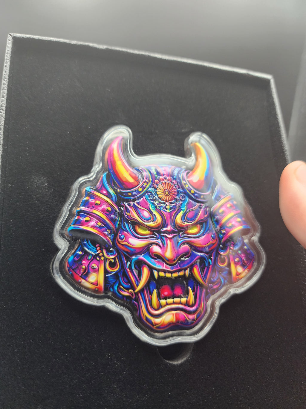 5oz .999 Copper Colorized Oni Mask | Shaped Capsule & Box
