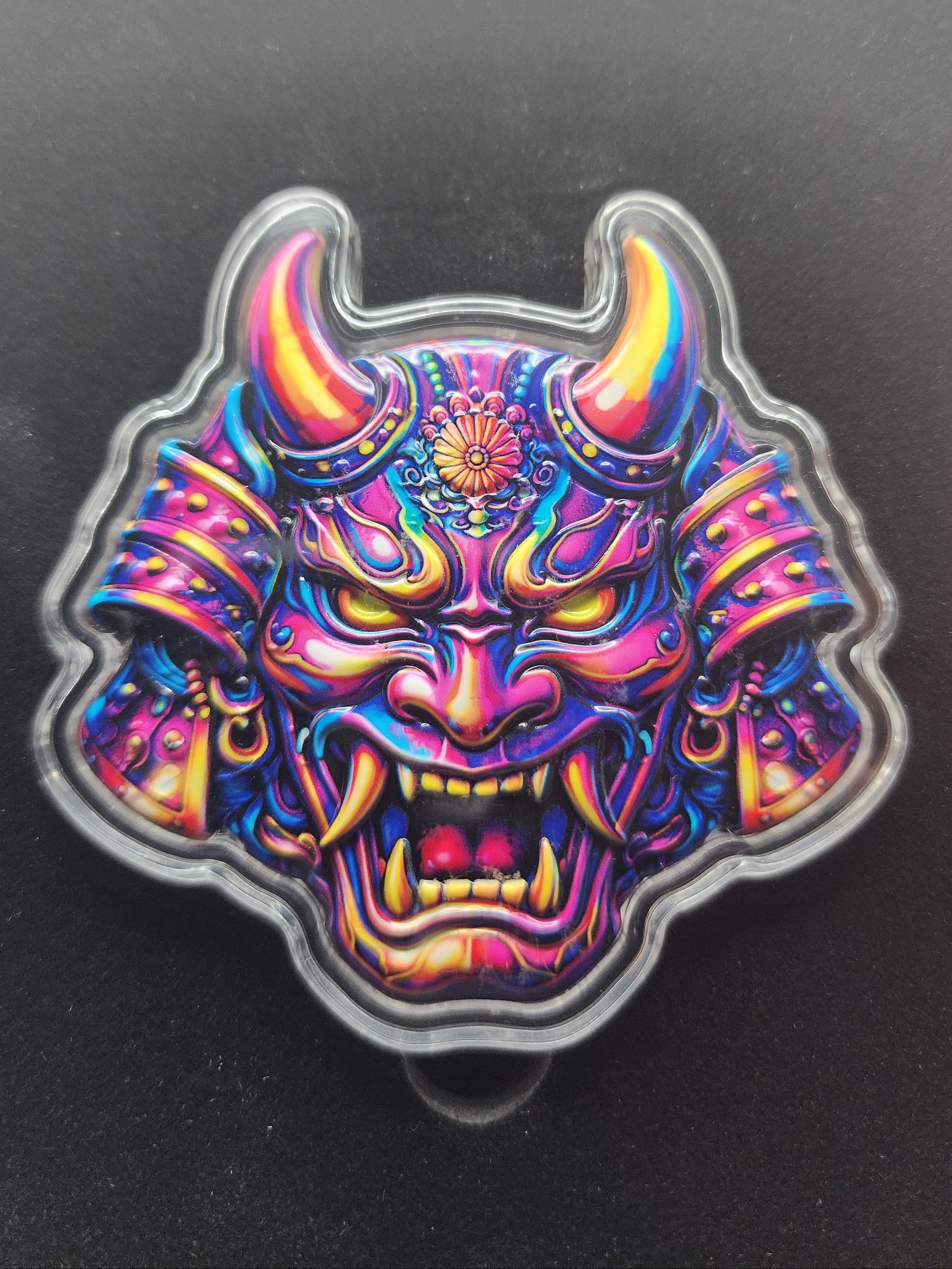 5oz .999 Copper Colorized Oni Mask | Shaped Capsule & Box