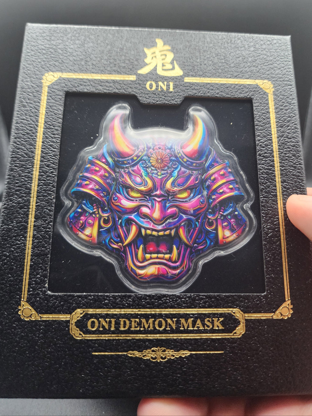 5oz .999 Copper Colorized Oni Mask | Shaped Capsule & Box