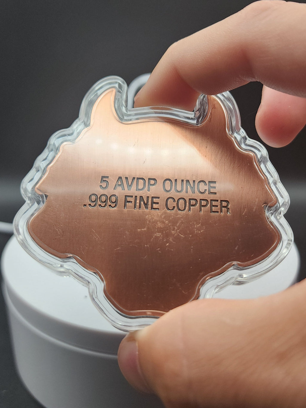 5oz .999 Copper Colorized Oni Mask | Shaped Capsule & Box