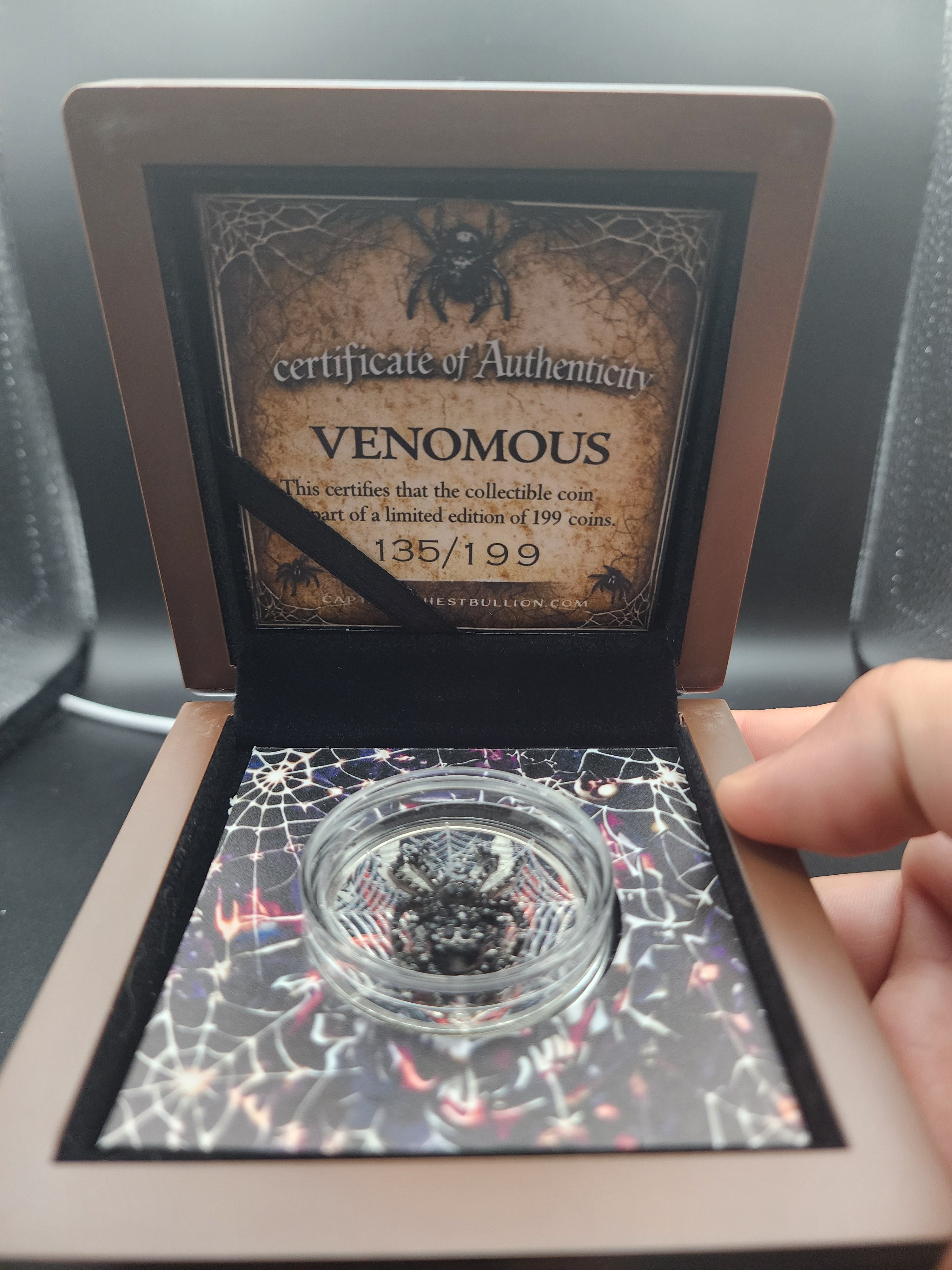 2013 Canadian Maple Venomous Edition Venom w/ Crystal Spider 1oz Silver Coin 199