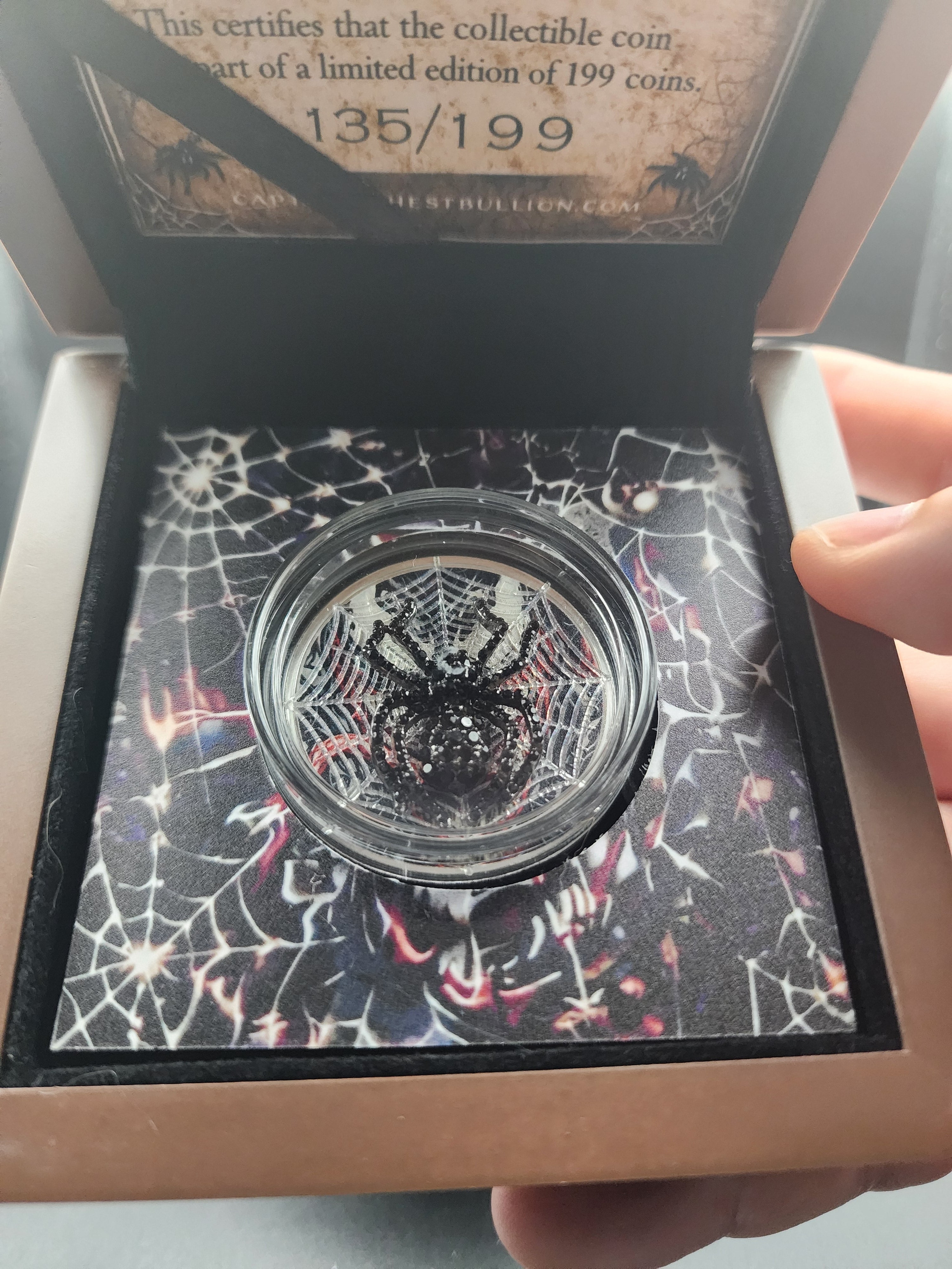 2013 Canadian Maple Venomous Edition Venom w/ Crystal Spider 1oz Silver Coin 199