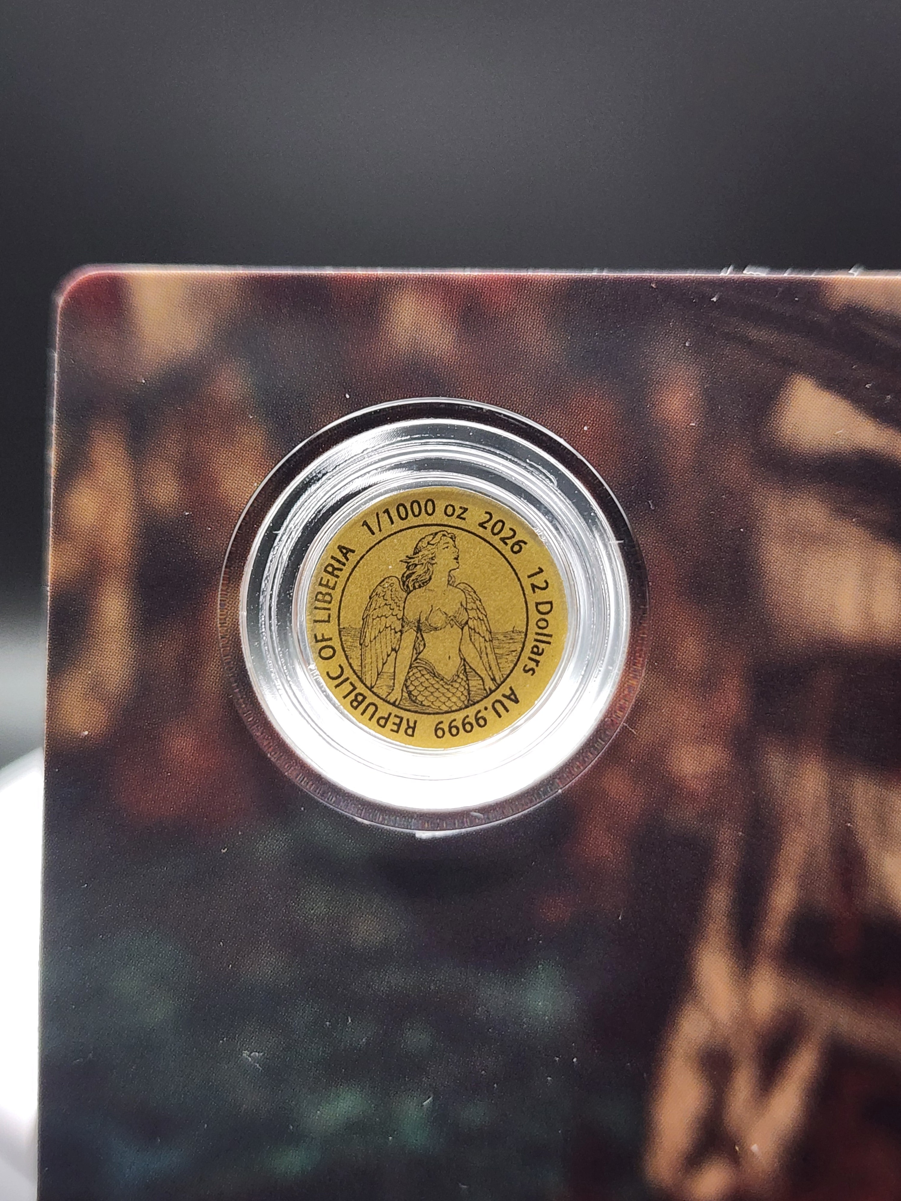 2026 Liberia Siren 1/1000 oz .9999 Gold Coin in Card