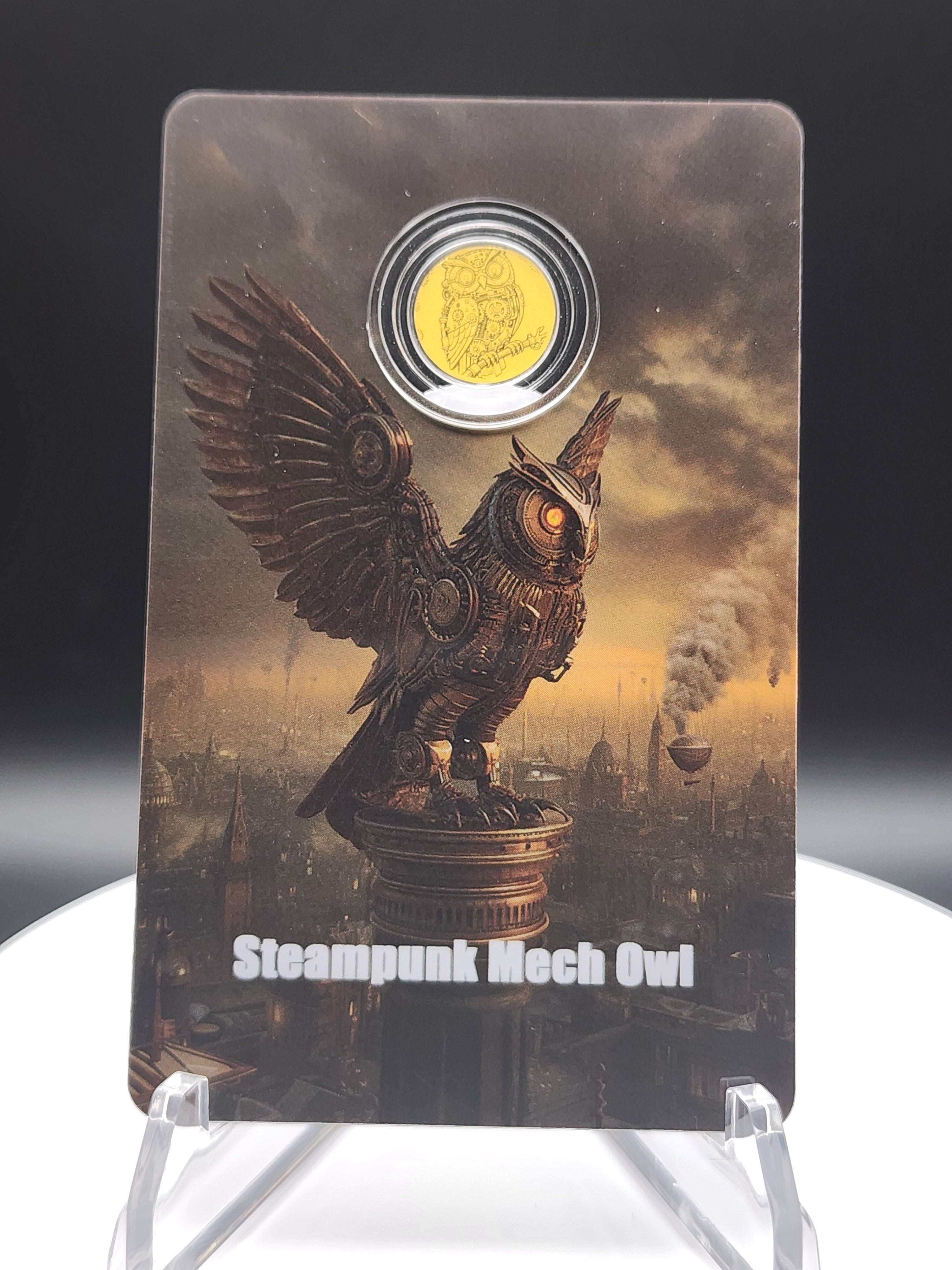 2026 Liberia Steampunk Mech Owl 1/1000 oz .9999 Gold Coin in Card