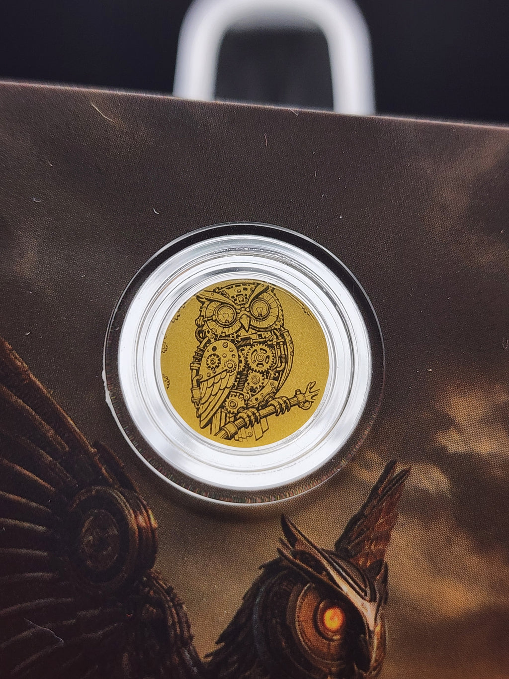 2026 Liberia Steampunk Mech Owl 1/1000 oz .9999 Gold Coin in Card