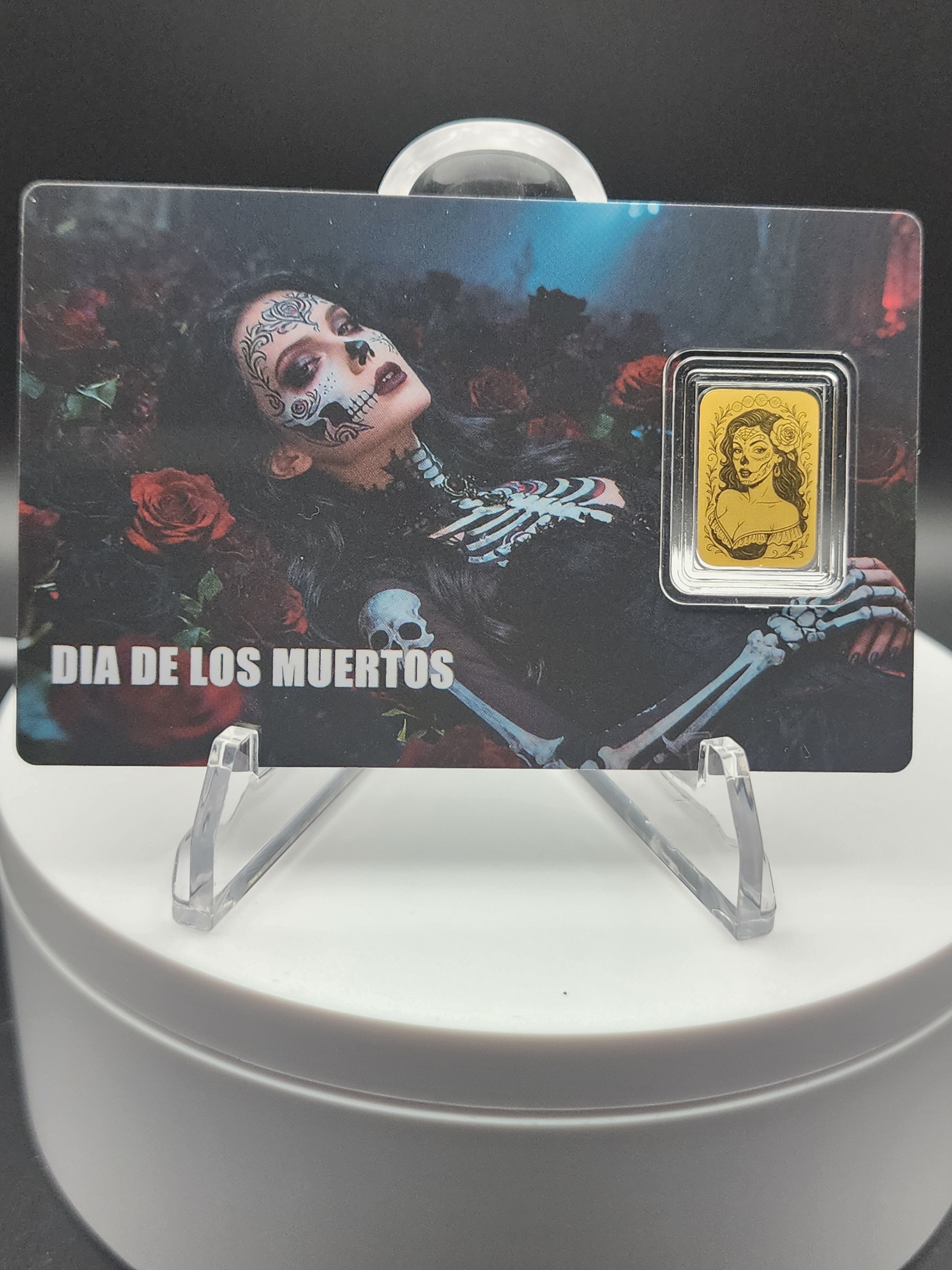 2026 Liberia Dia De Los Muertos Roses 1/1000 oz .9999 Gold Coin in Card
