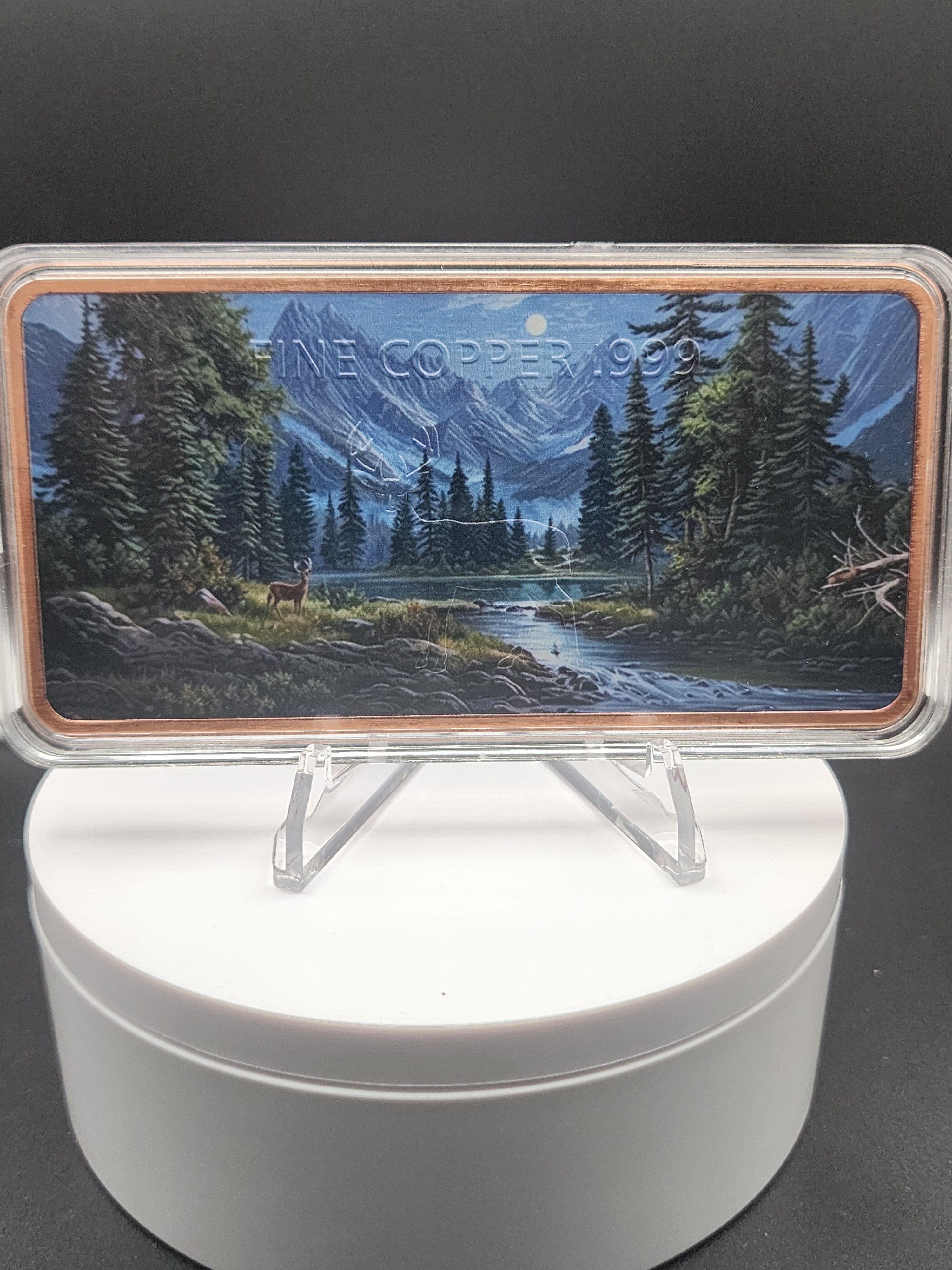 2025 10 oz Whitetail Deer .999 Copper Bar Colorized in Capsule