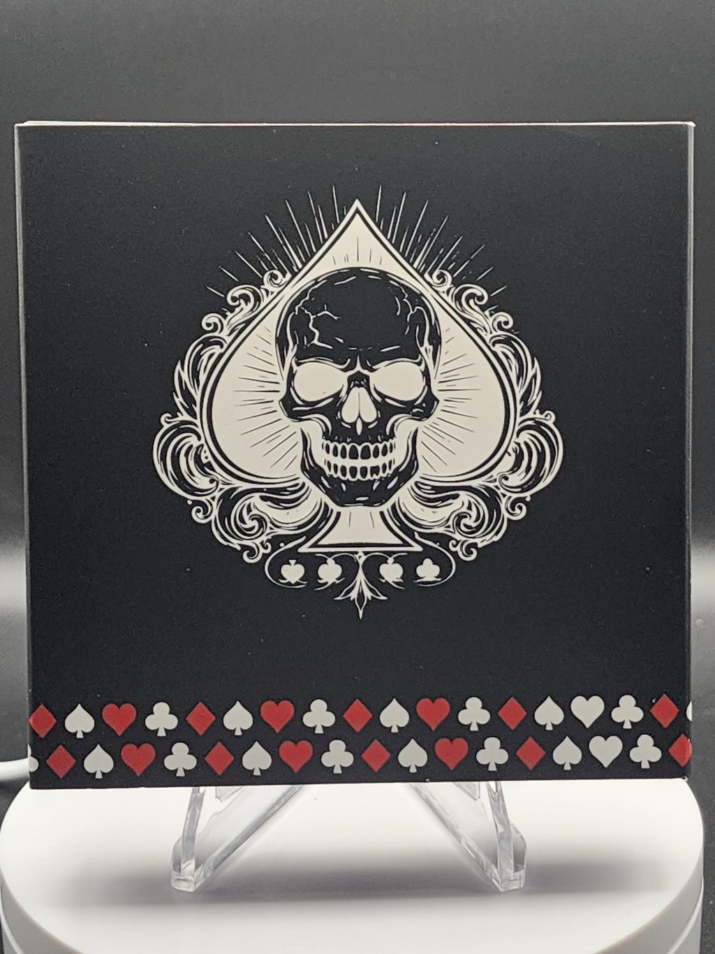 Skull and Spades Colorized Diamond Dust 1 oz Copper Round