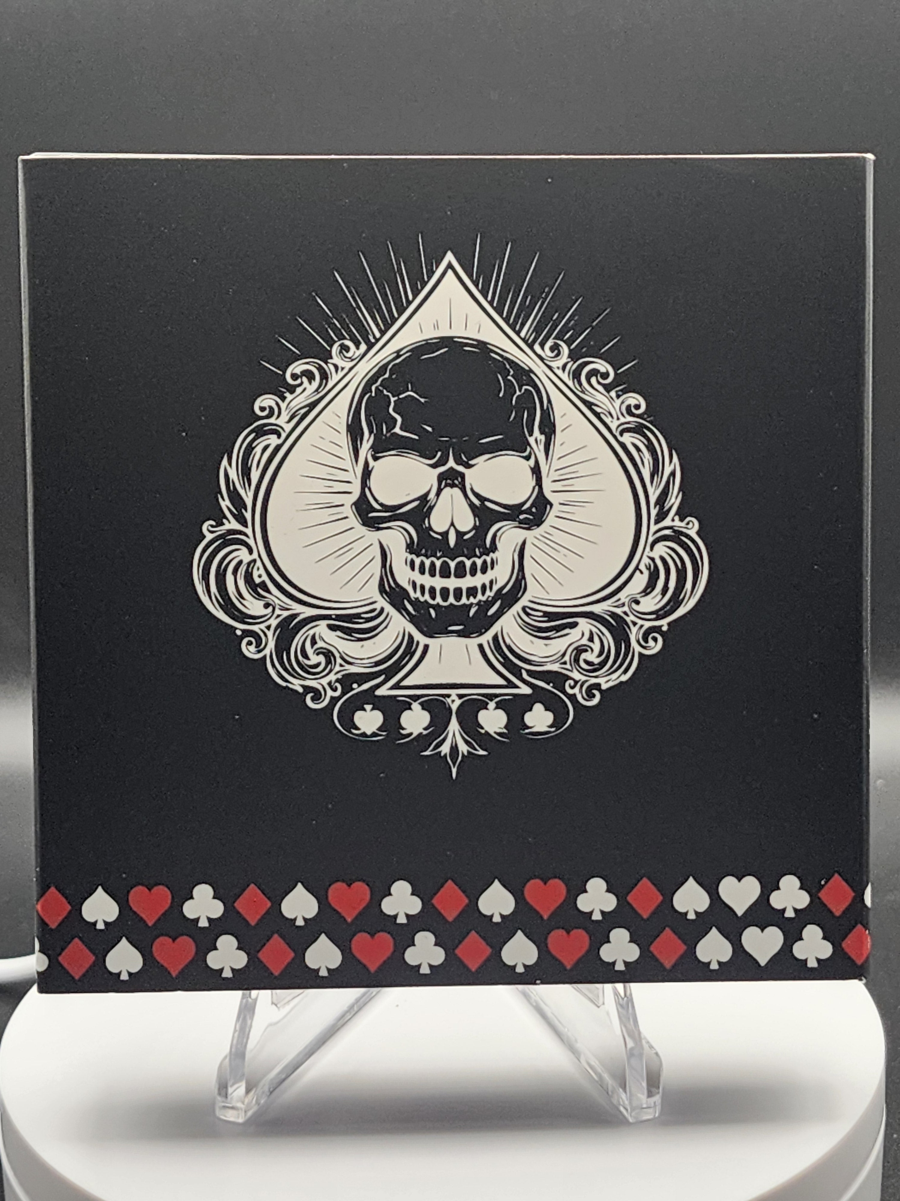 Skull and Spades Colorized Diamond Dust 1 oz Copper Round
