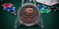 Skull and Spades Colorized Diamond Dust 1 oz Copper Round