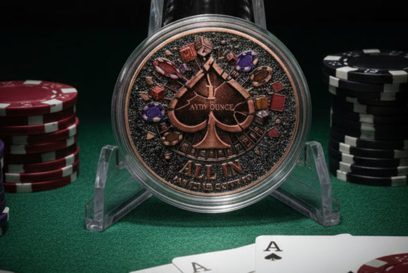 Skull and Spades Colorized Diamond Dust 1 oz Copper Round