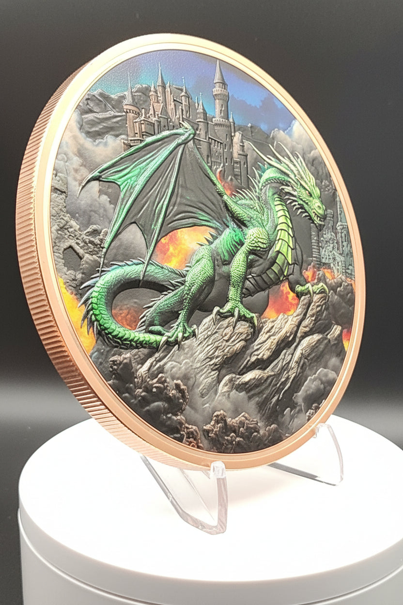 2026 Cameroon 1 Kilo Copper Emerald Dragon Coin