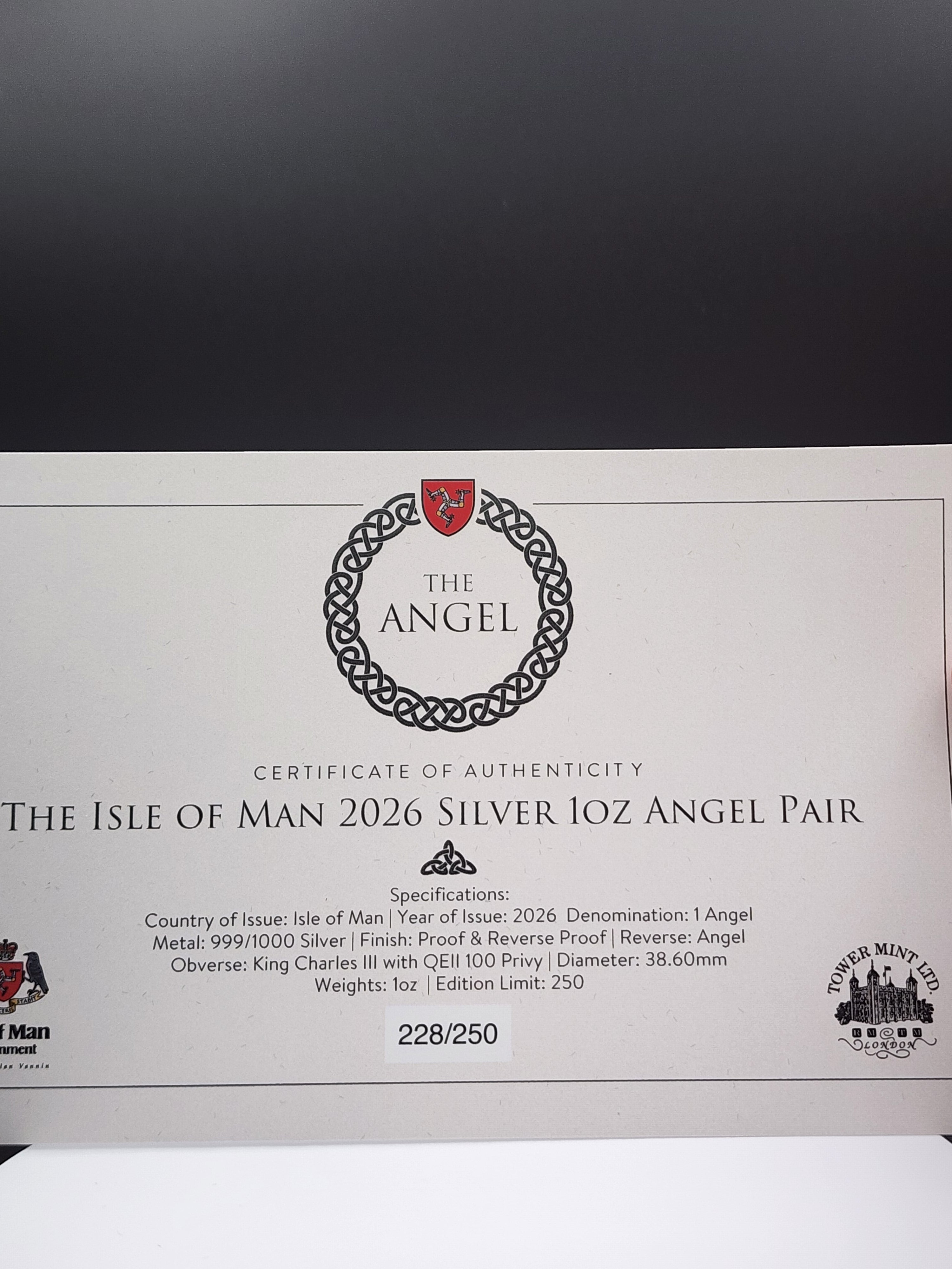 2026 Isle of Man Angel Reverse Proof 2 x 1 oz Silver Coin Set