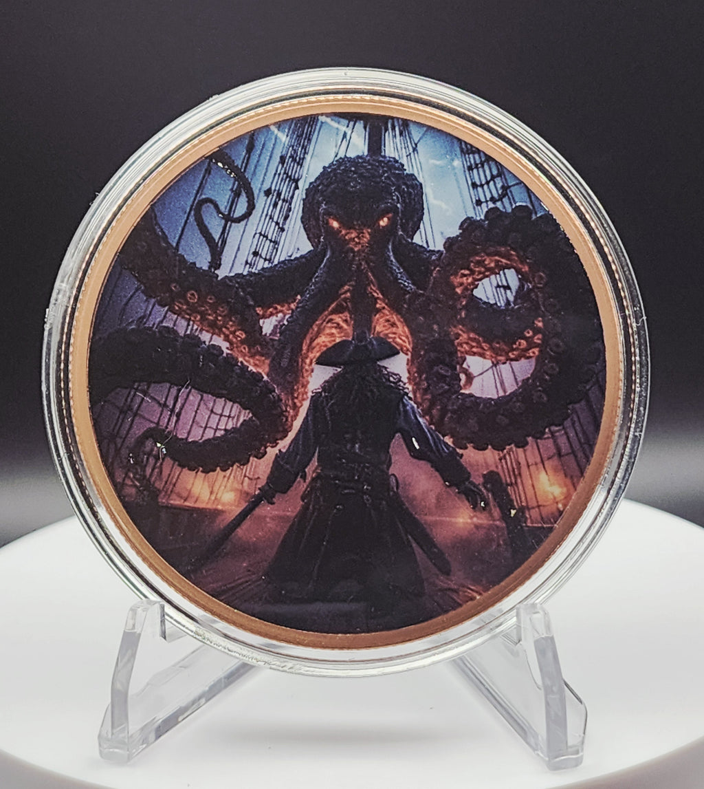 Captain Blackbeard vs Kraken 5oz Copper Round